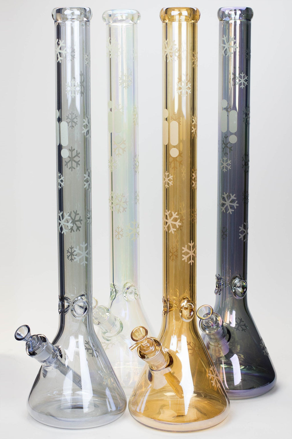 24" Infyniti Snowflake 7 mm metallic Glow in the dark glass water bong