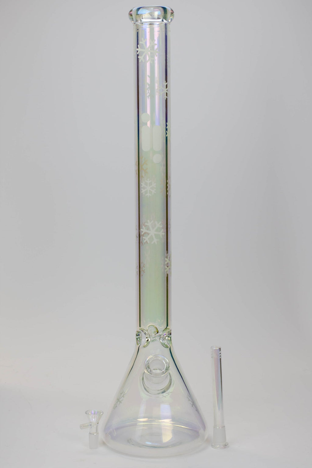 24" Infyniti Snowflake 7 mm metallic Glow in the dark glass water bong