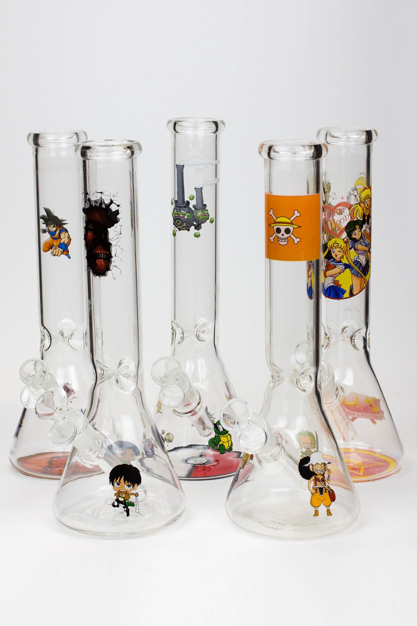 12" Cartoon beaker glass water bong