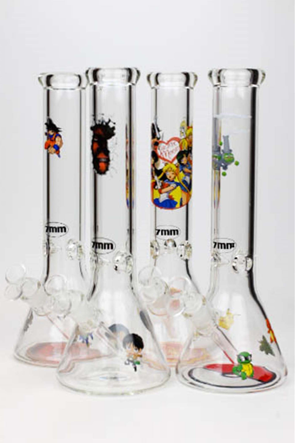 13.5" Cartoon 7 mm glass water beaker bong