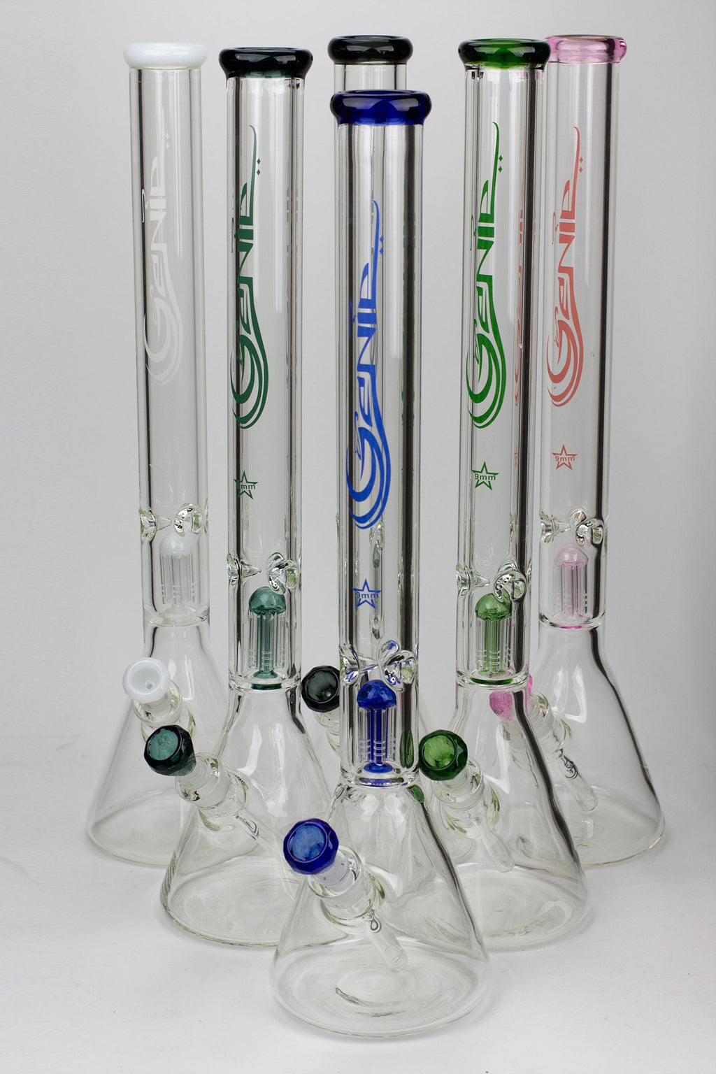 24" Genie 9 mm single percolator glass water bong