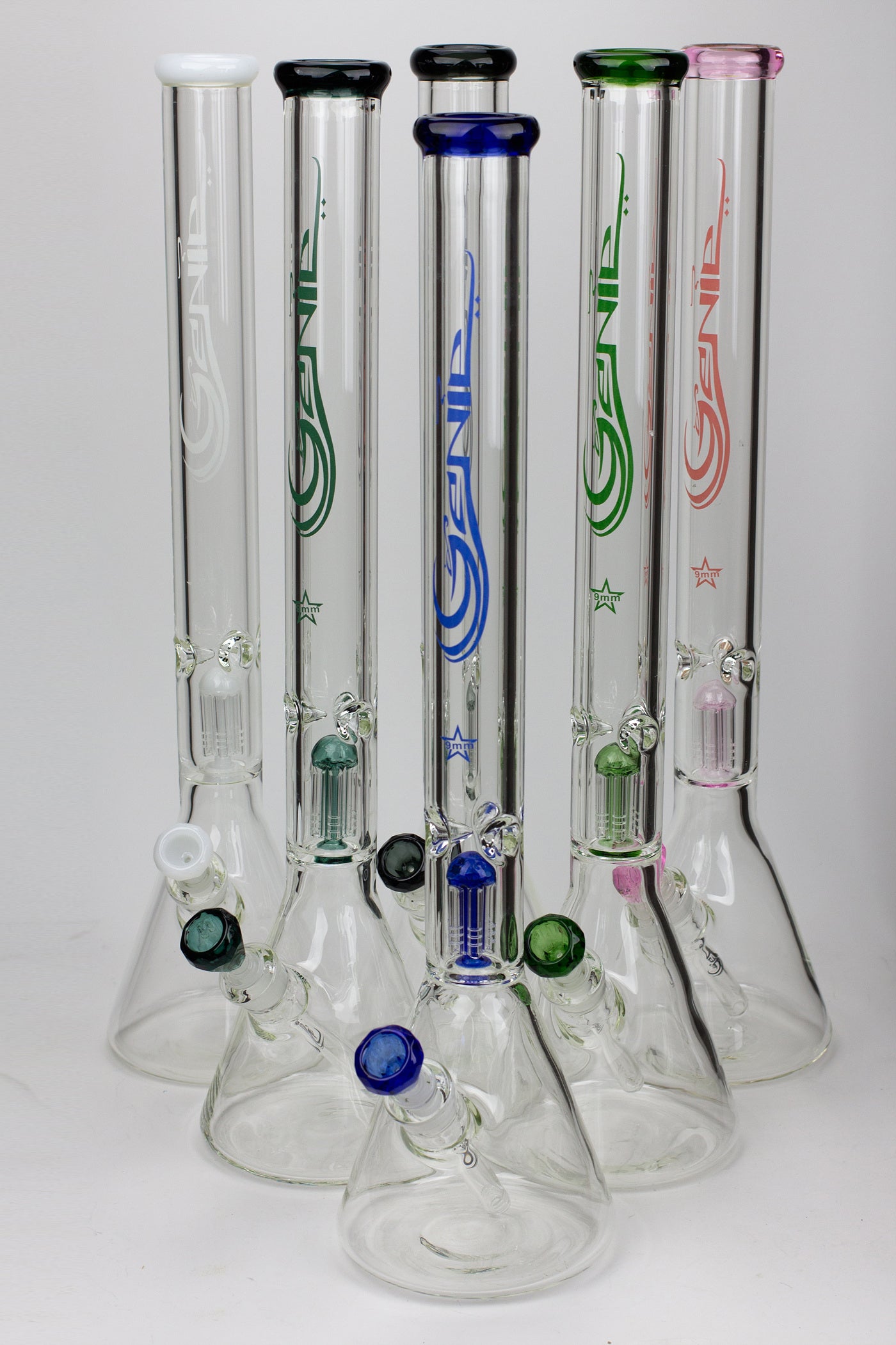 24" Genie 9 mm single percolator glass water bong