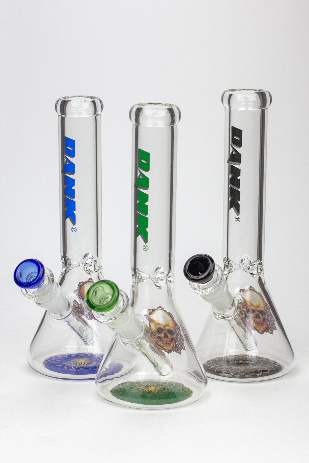 9.5" DANK beaker glass water bong (Wide / Skull)