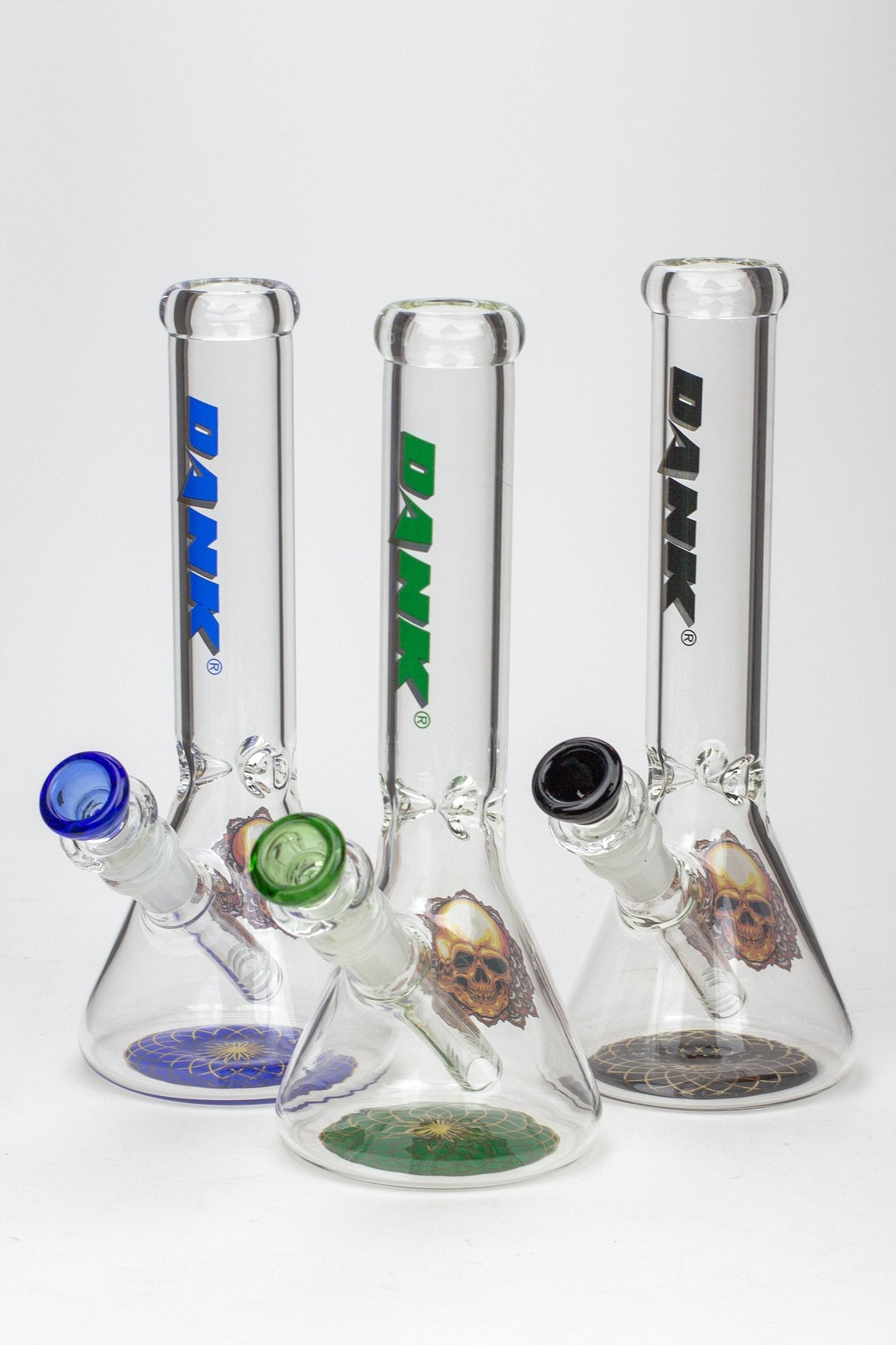 9.5" DANK beaker glass water bong (Wide / Skull)