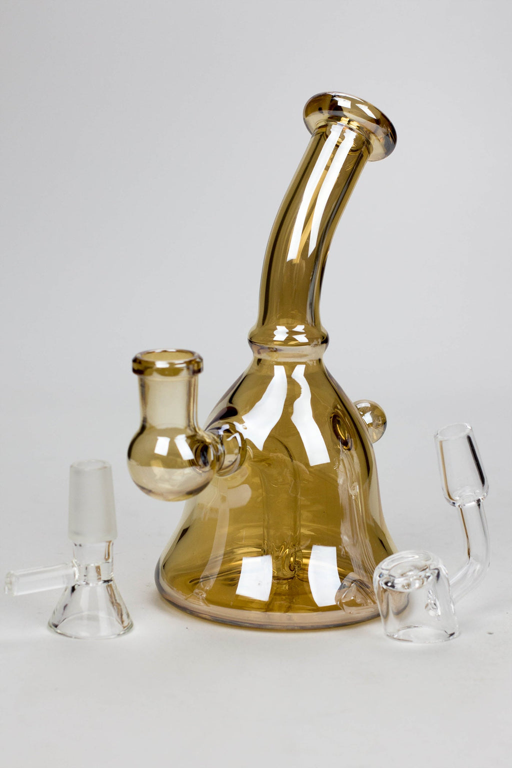 6" 2-in-1 fixed 3 hole diffuser bell Metallic tinted bubbler