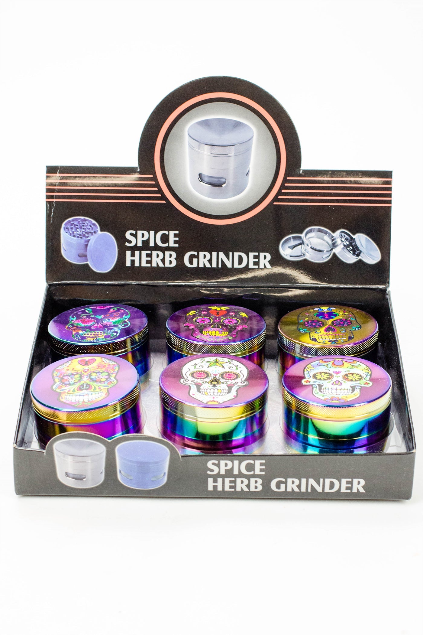 4 parts Skull rainbow grinder Box of 6