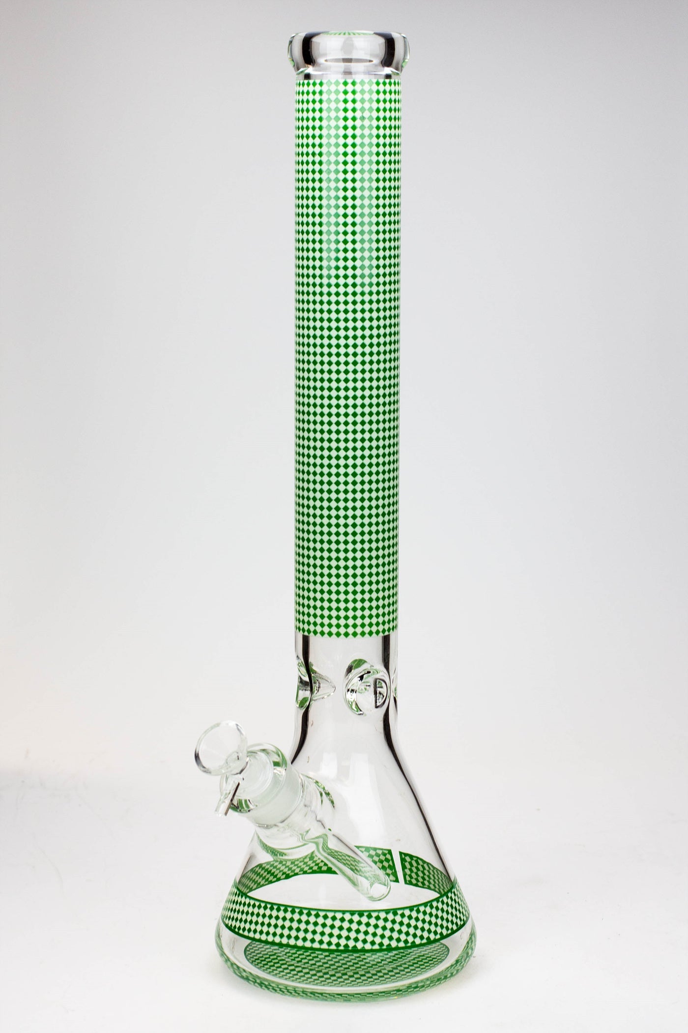 18" Diamond pattern Glow in the dark 7 mm glass beaker bong