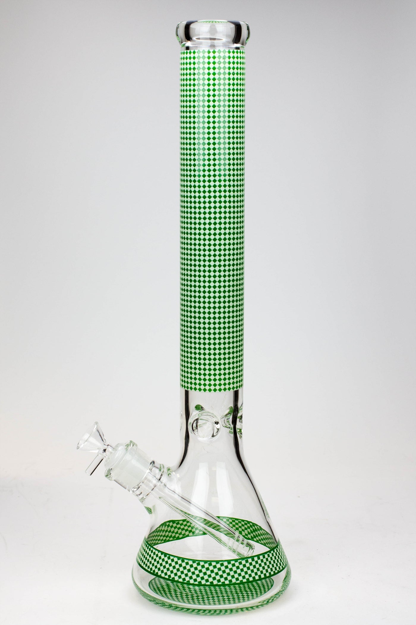 18" Diamond pattern Glow in the dark 7 mm glass beaker bong