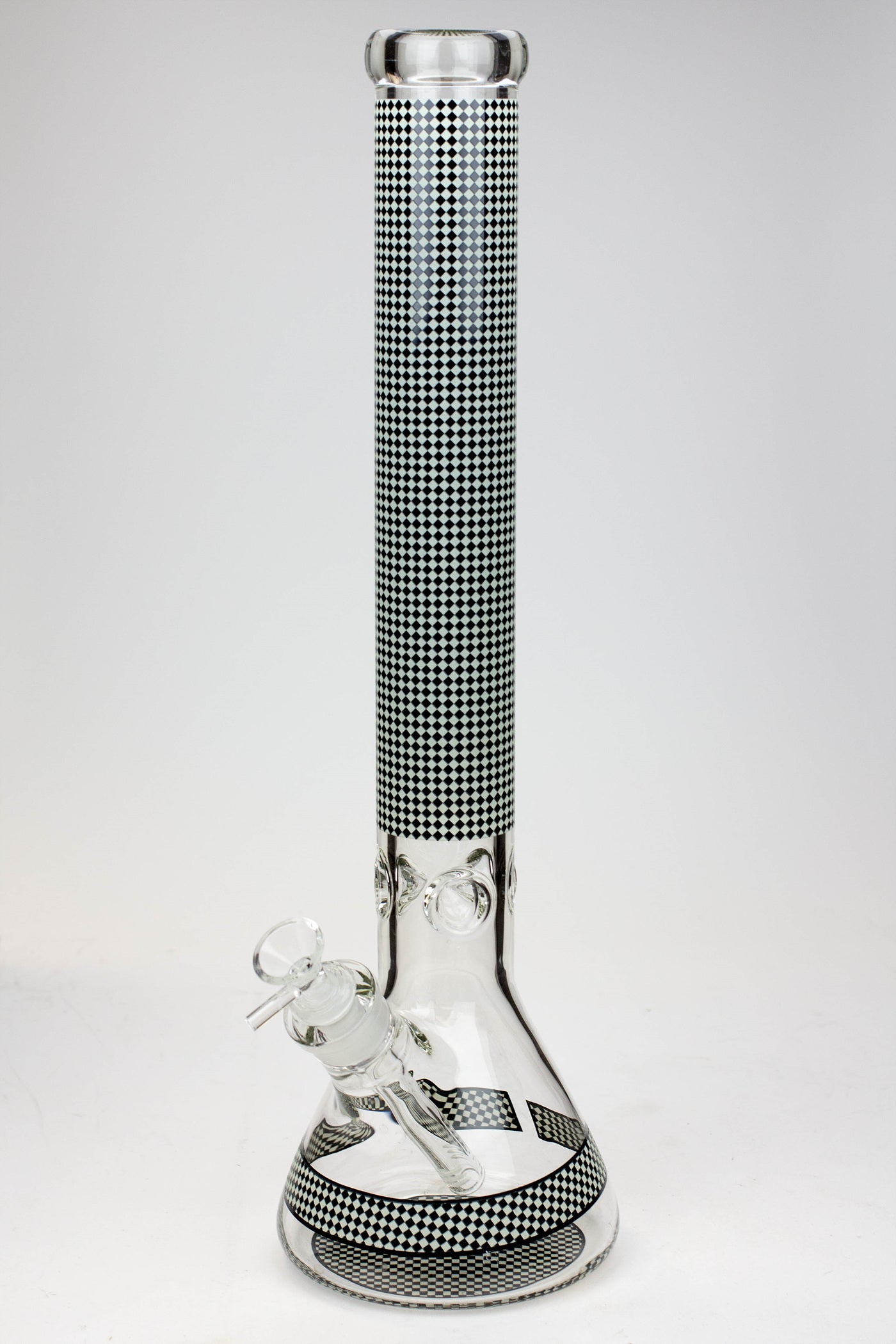 18" Diamond pattern Glow in the dark 7 mm glass beaker bong