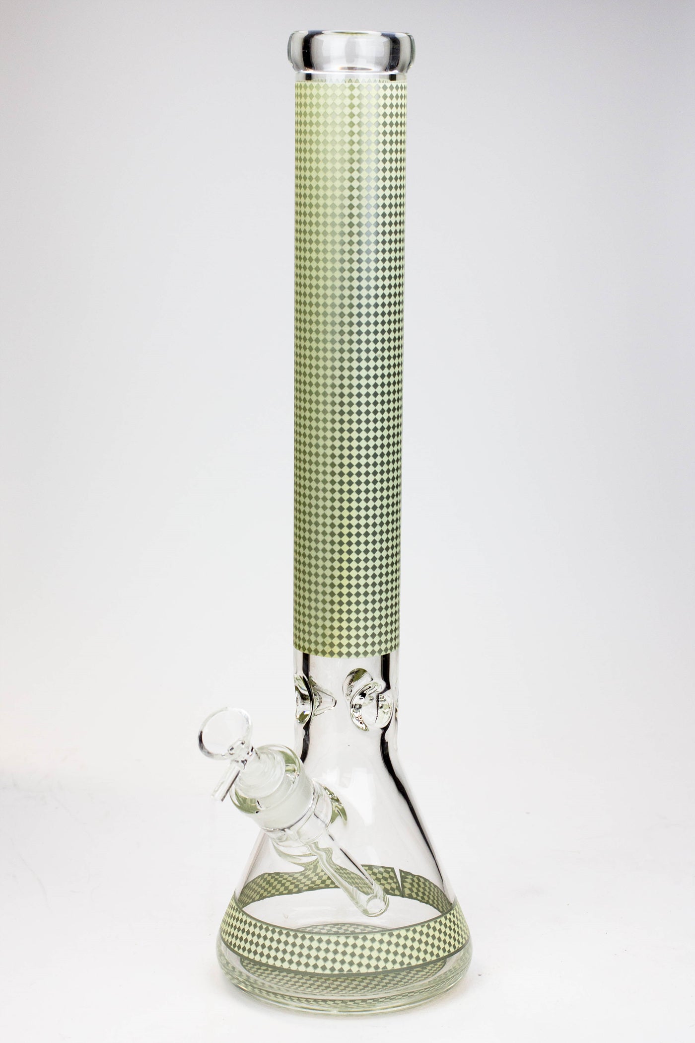 18" Diamond pattern Glow in the dark 7 mm glass beaker bong
