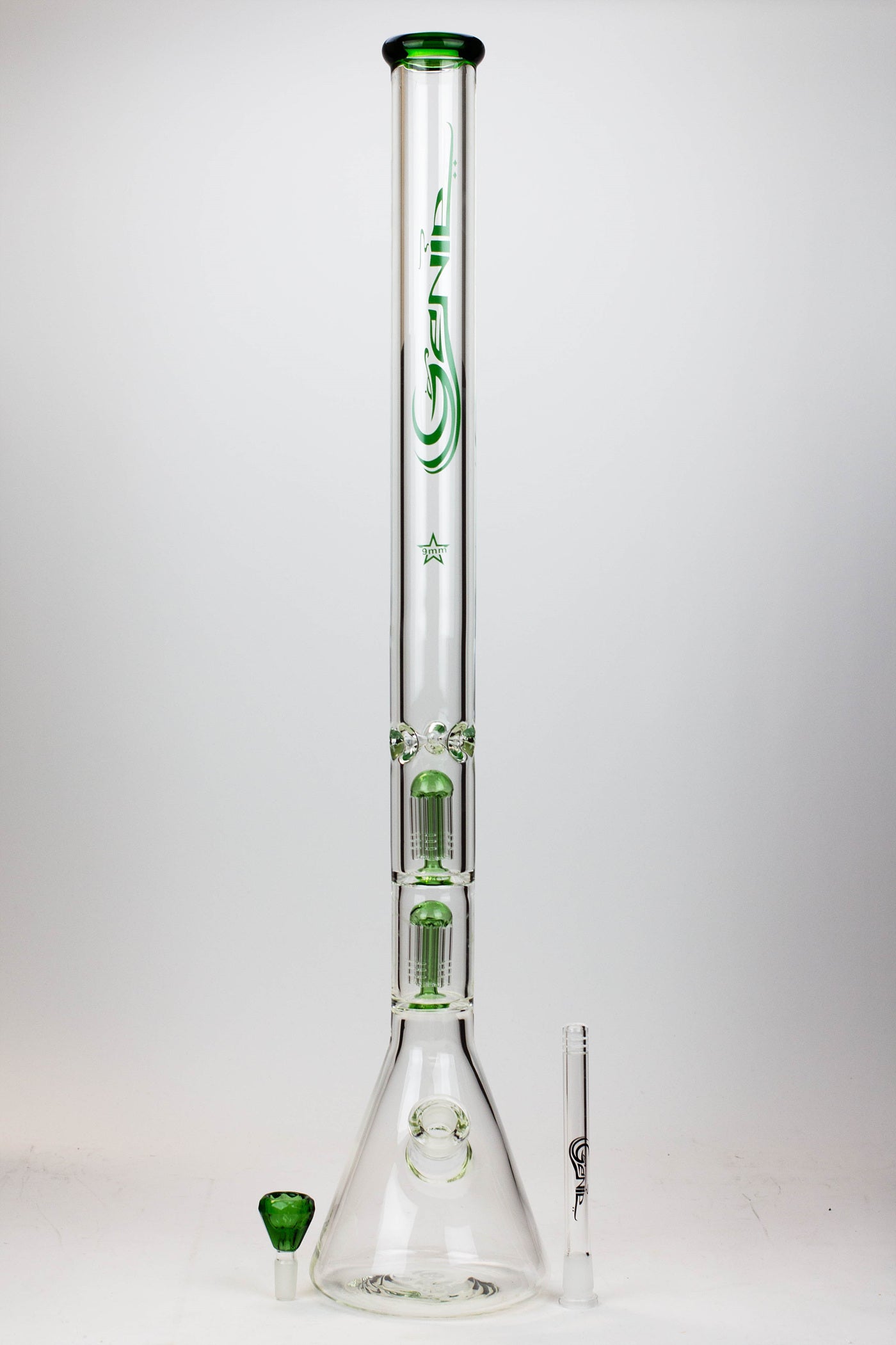 30" Genie 9 mm Dual tree arms beaker glass water bong