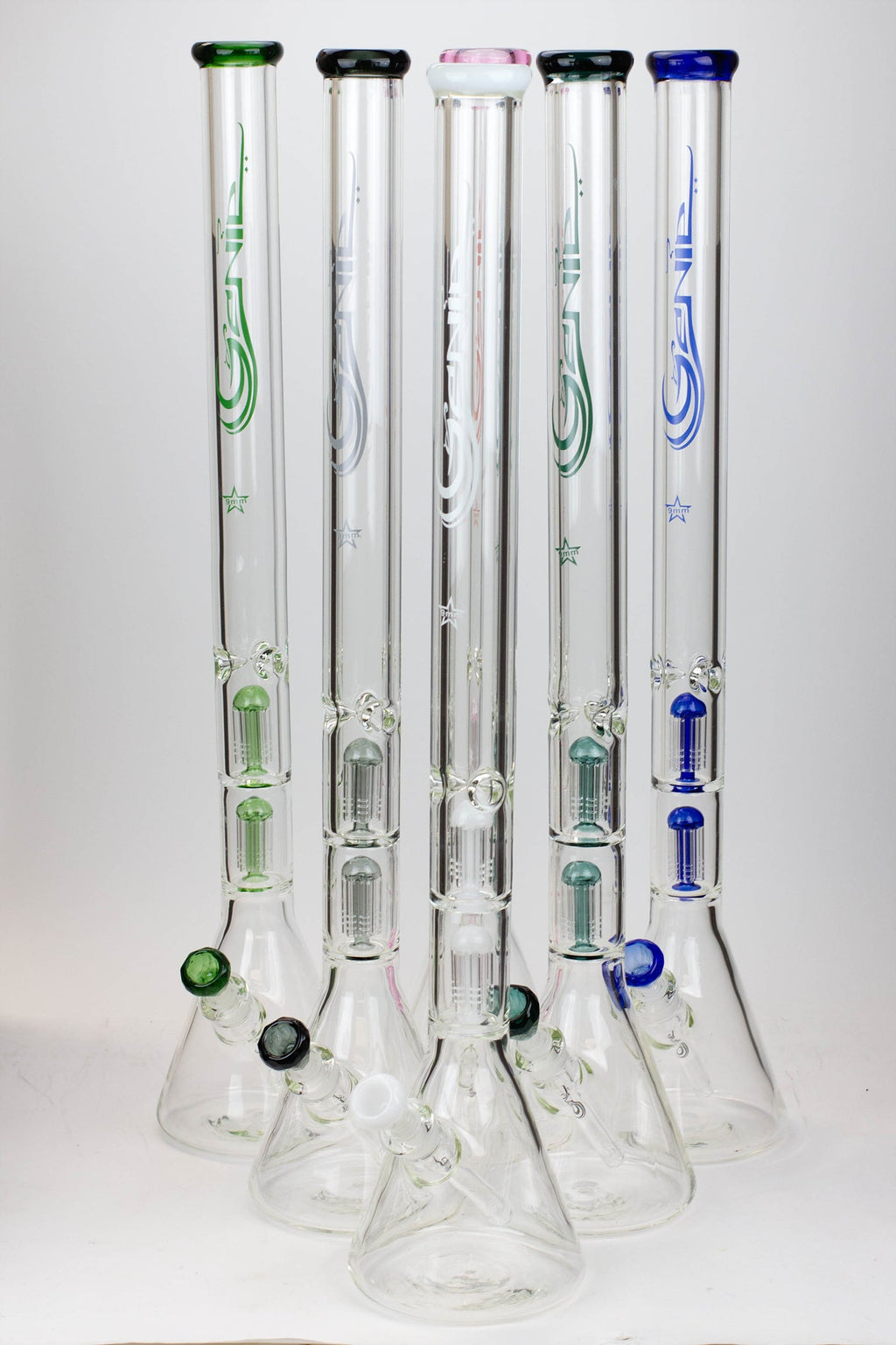 30" Genie 9 mm Dual tree arms beaker glass water bong