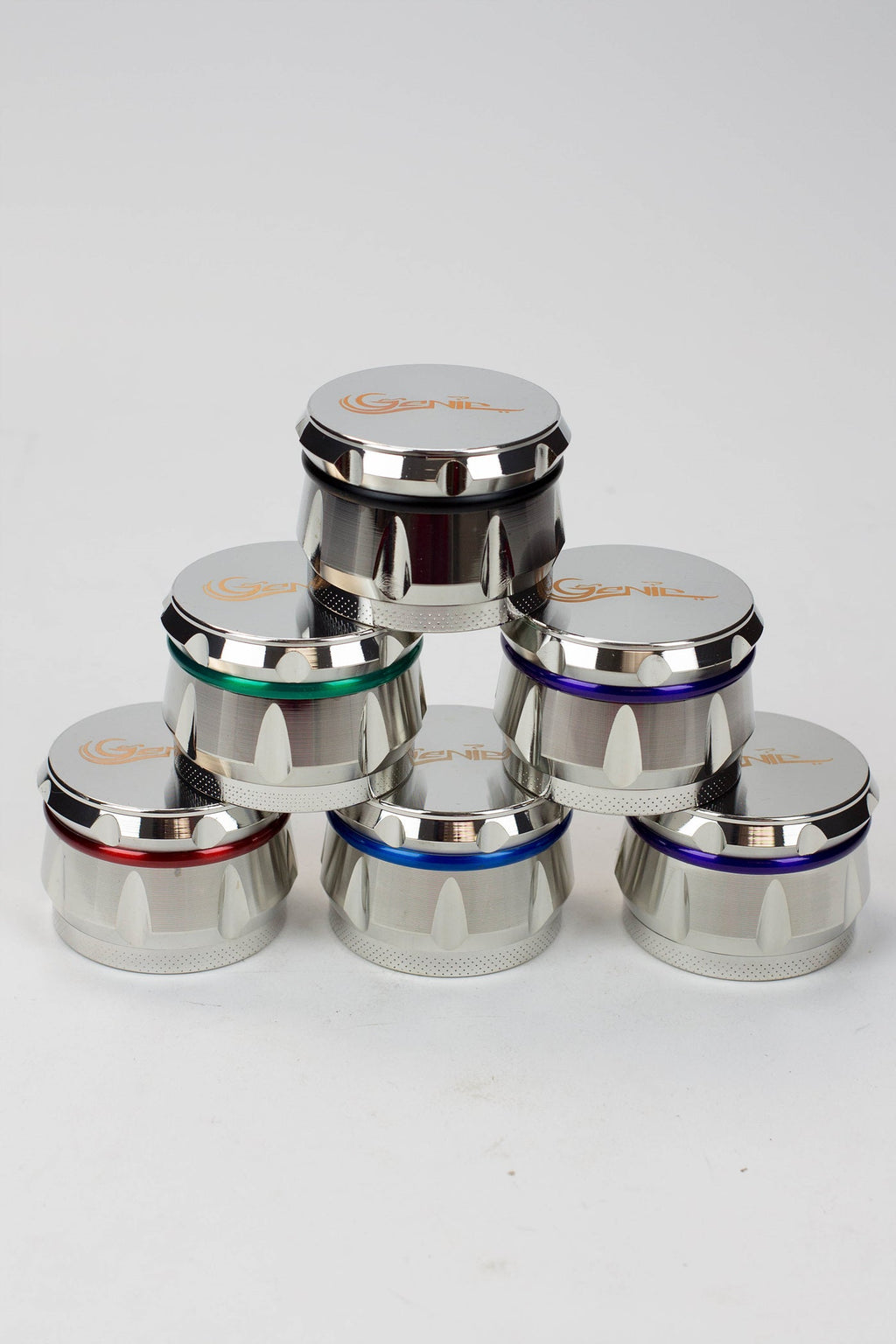 Genie 4 parts silver herb grinder Box of 6