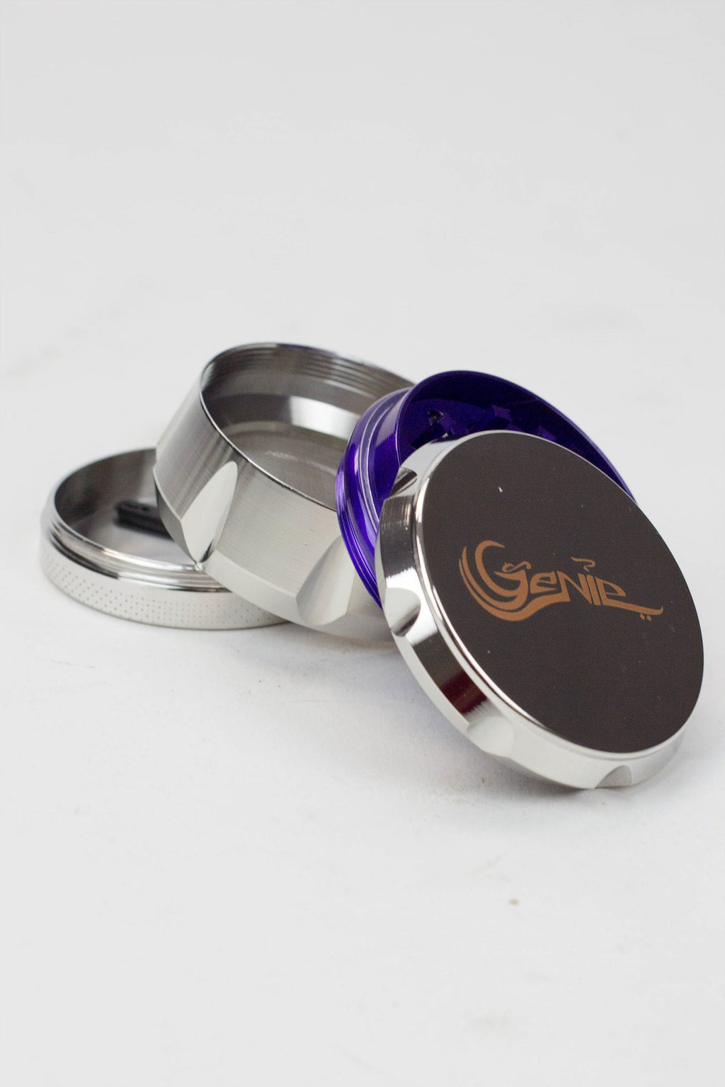 Genie 4 parts silver herb grinder Box of 6