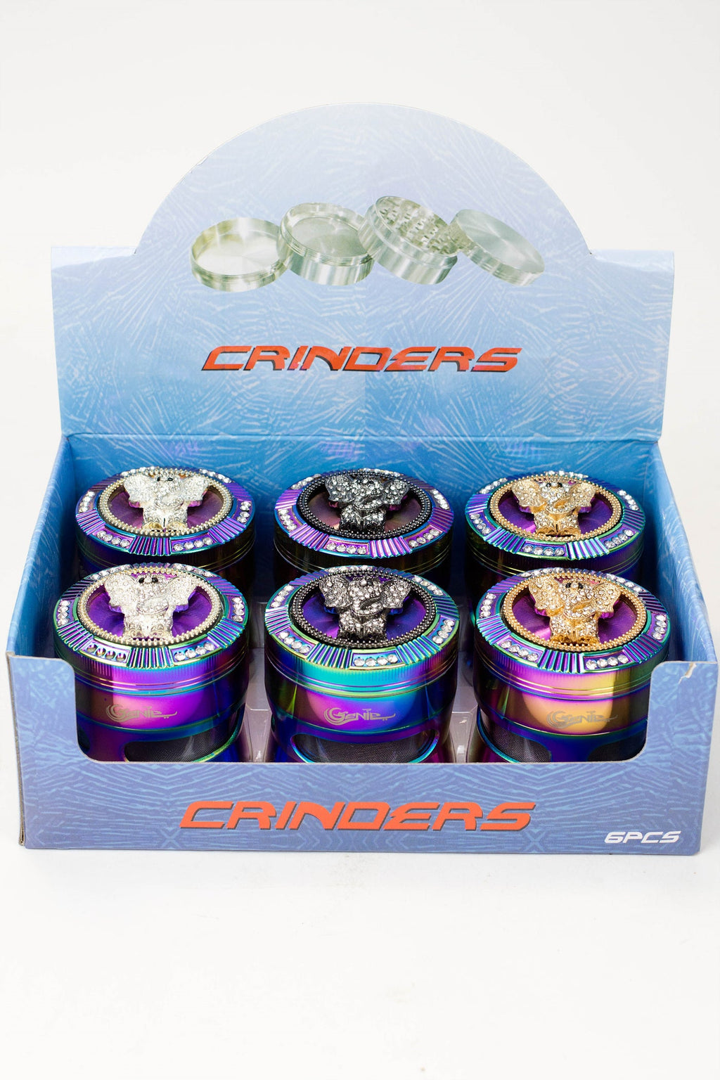 Genie Elephant 4 parts metal grinder with side window