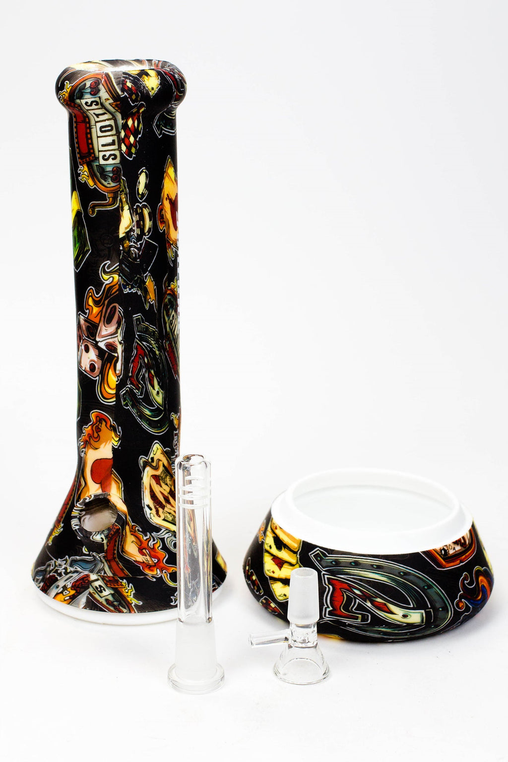 12" Graphic detachable silicone water bong - Assorted