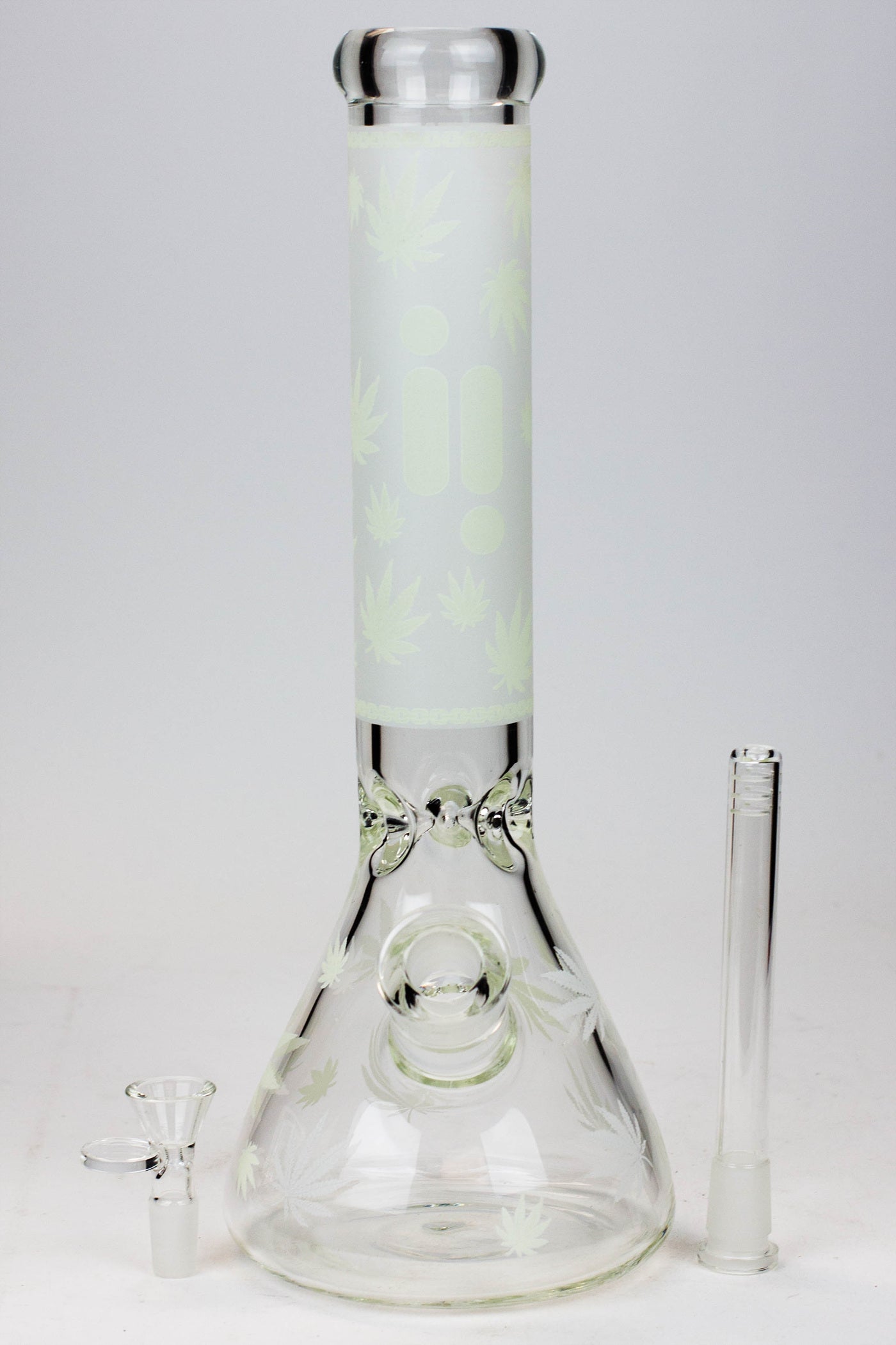 14" Infyniti Leaf Glow in the dark 7 mm glass bong ( GP1654 )