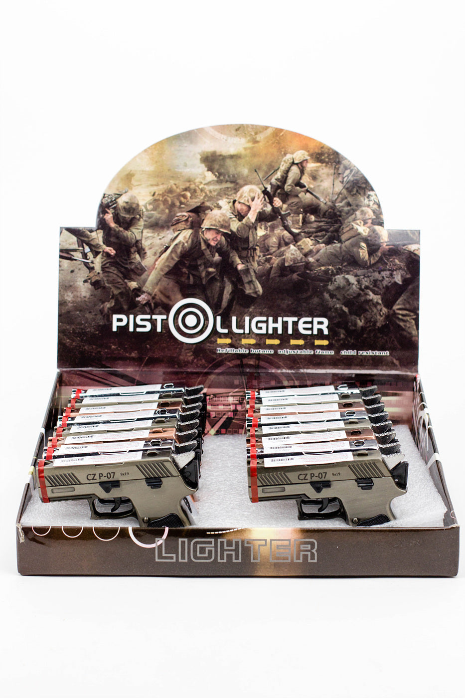 Triple flame Pistol Torch lighter Display of 16