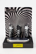 CLIPPER PSYCHEDELIC SILVER METAL LIGHTERS COLLECTION BOX OF 12