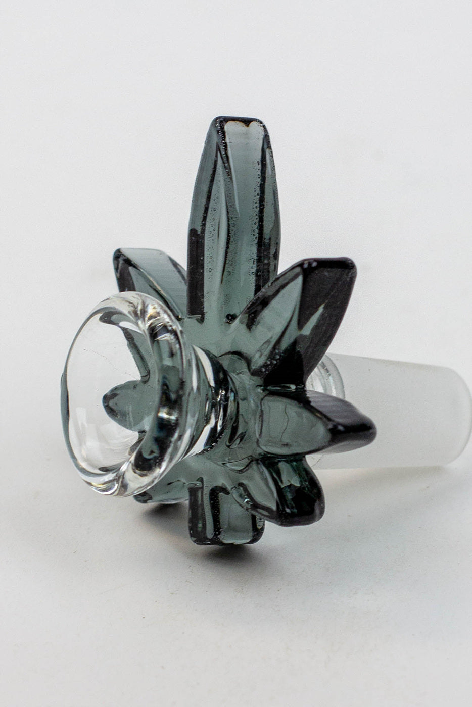 Thick glass bowl with leaf handle