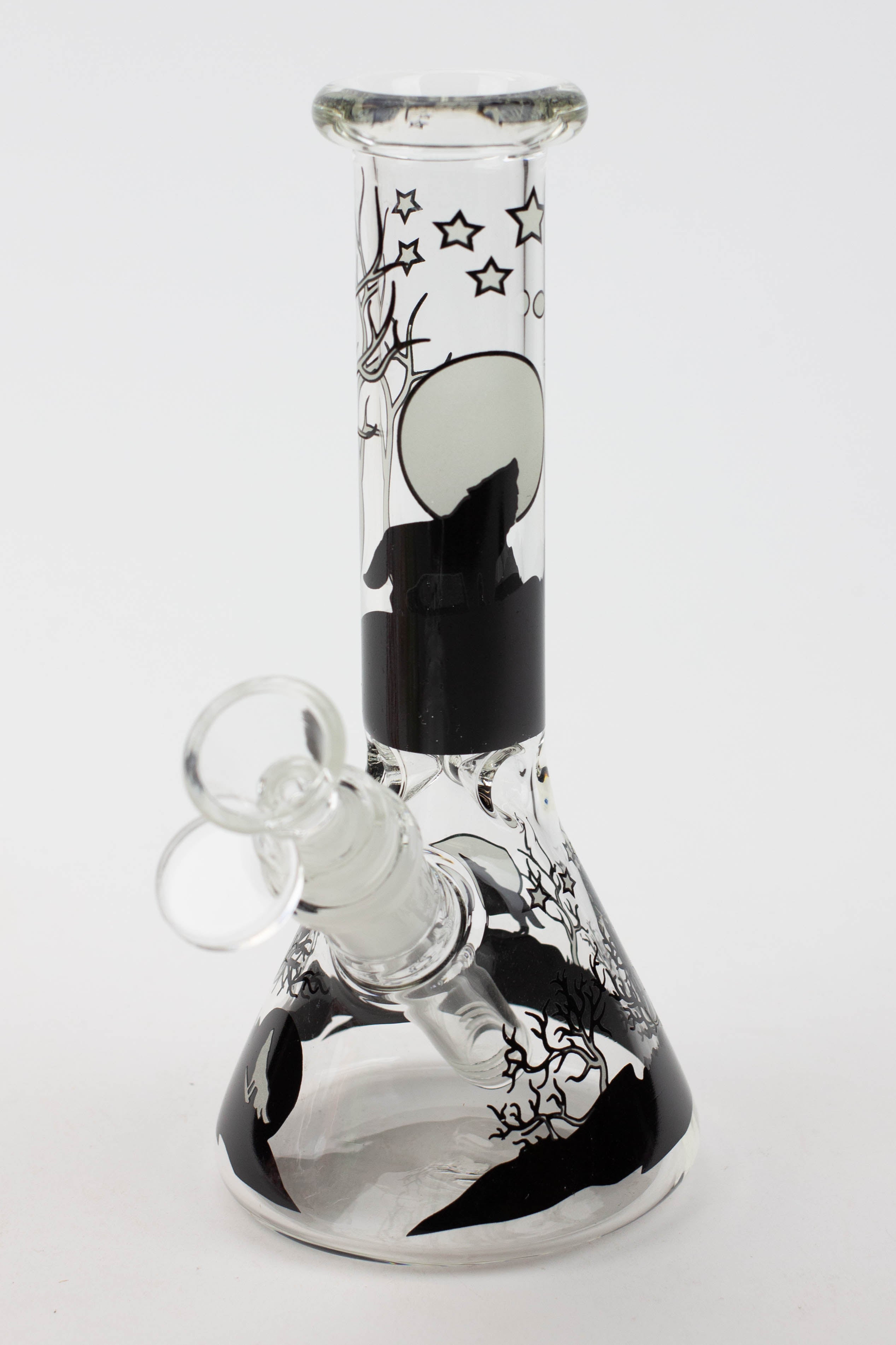 7.5" Glow in the dark beaker glass water bong