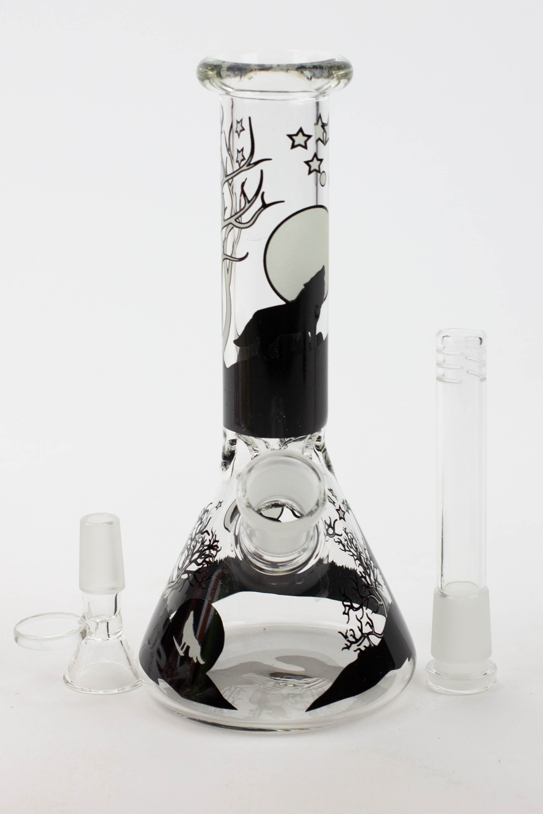 7.5" Glow in the dark beaker glass water bong