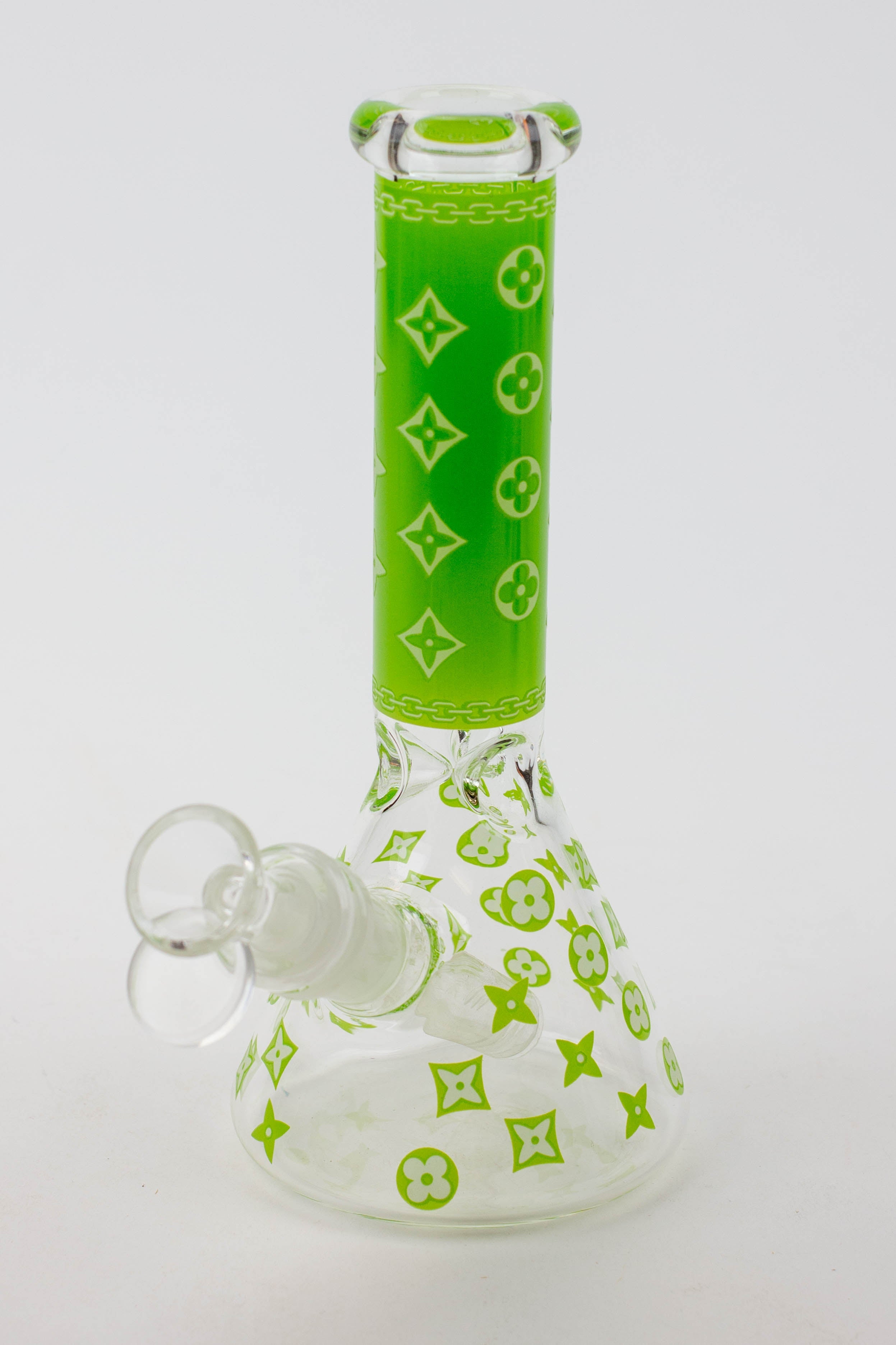 7.5" Luxury Pattern glow in the dark beaker glass water bong
