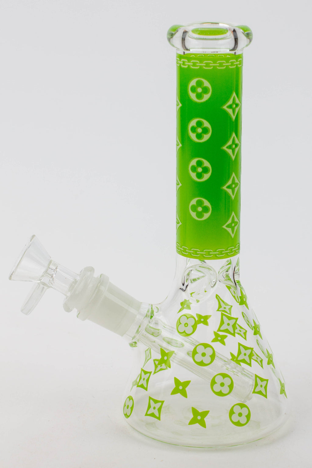 7.5" Luxury Pattern glow in the dark beaker glass water bong