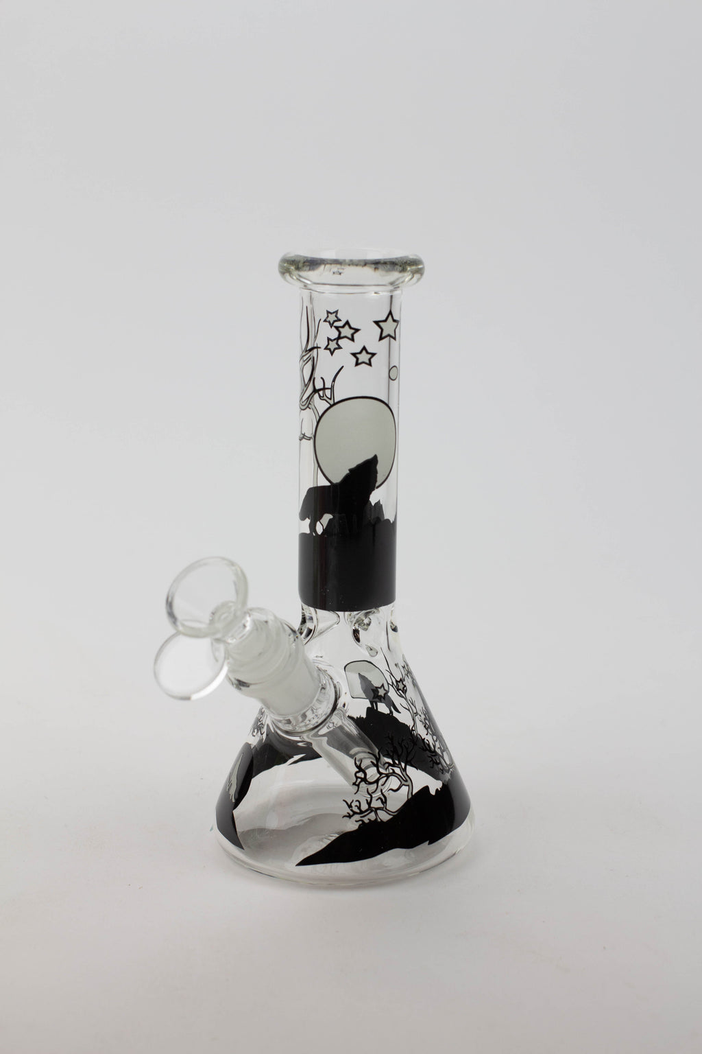 7.5" Luxury Pattern glow in the dark beaker glass water bong