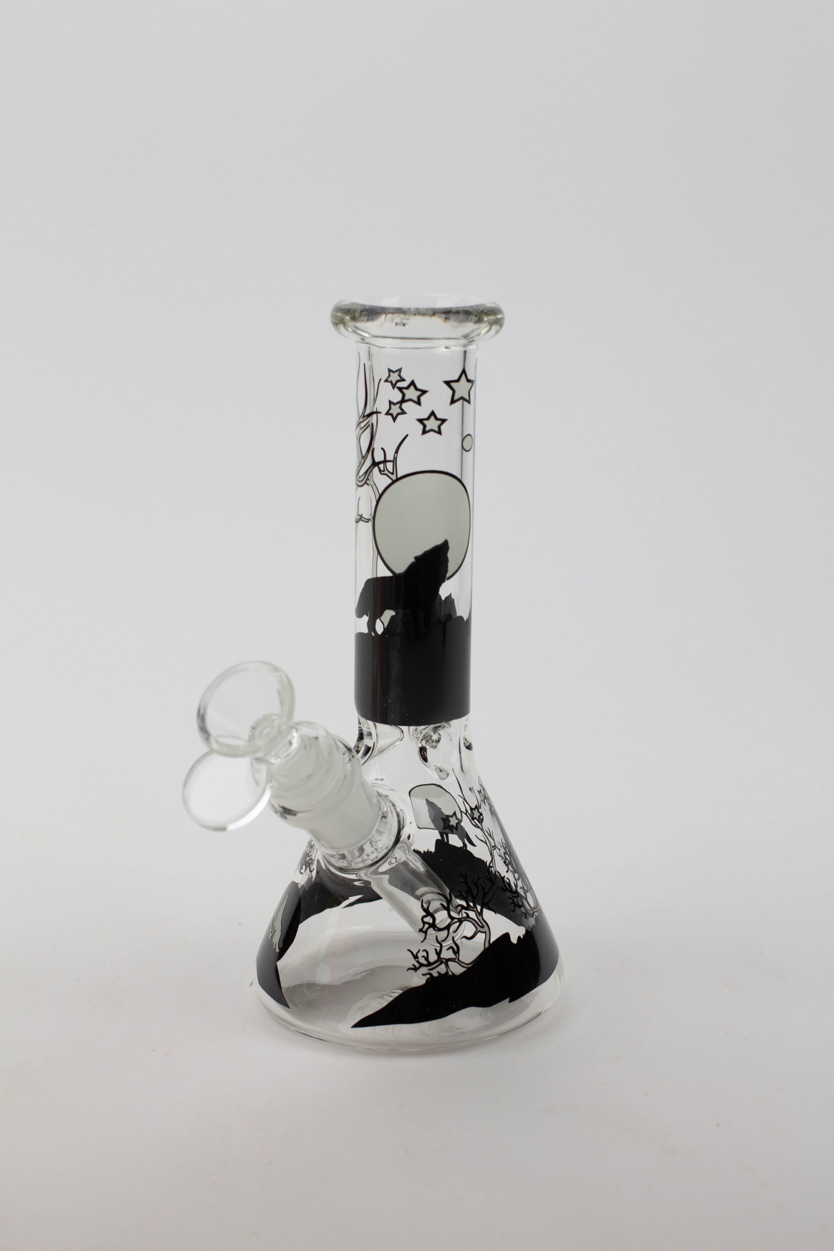 7.5" Luxury Pattern glow in the dark beaker glass water bong