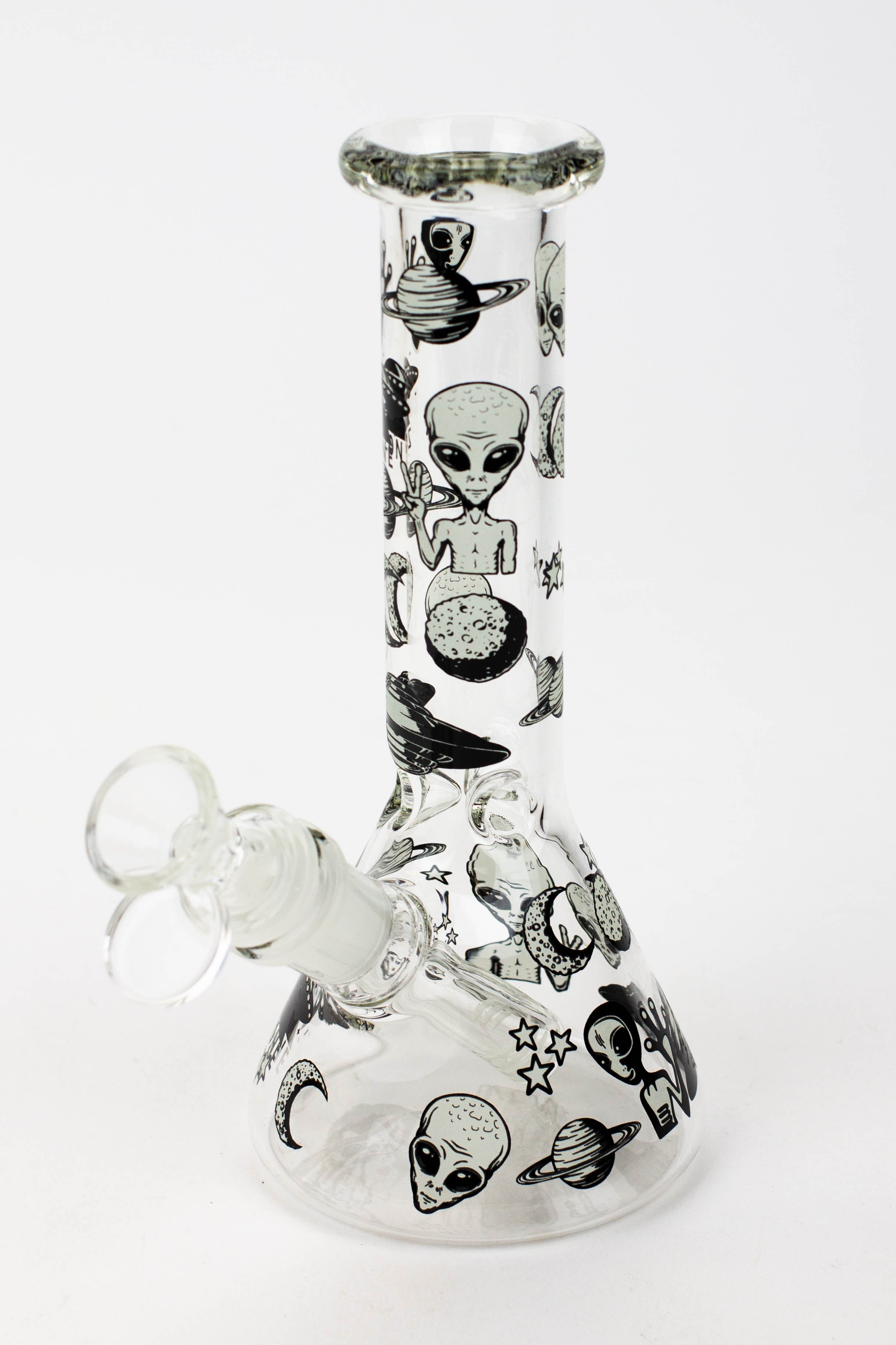 7.5" Glow in the dark beaker glass water bong