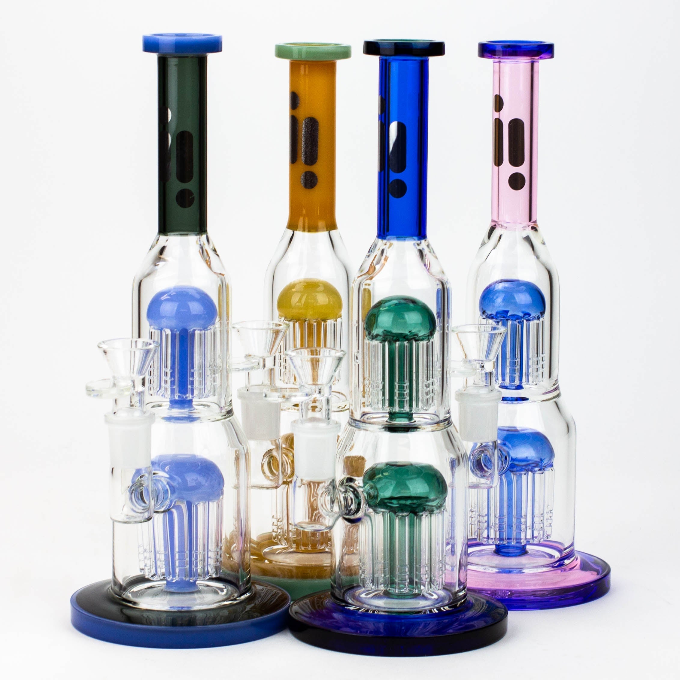 12” Infyniti double percolator glass bubbler
