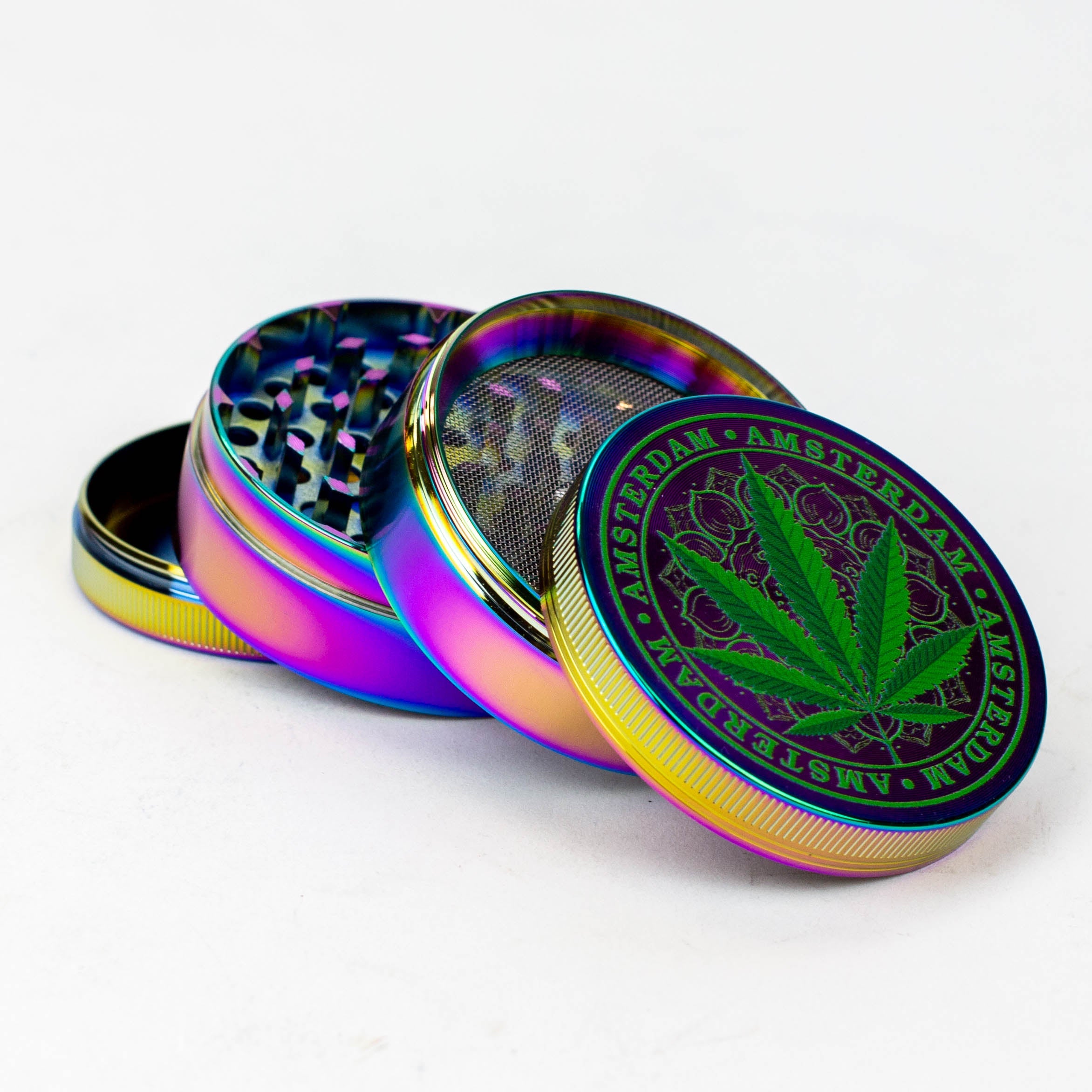 GENIE 4 parts 63 mm Leaf rainbow metal grinder Box of 6