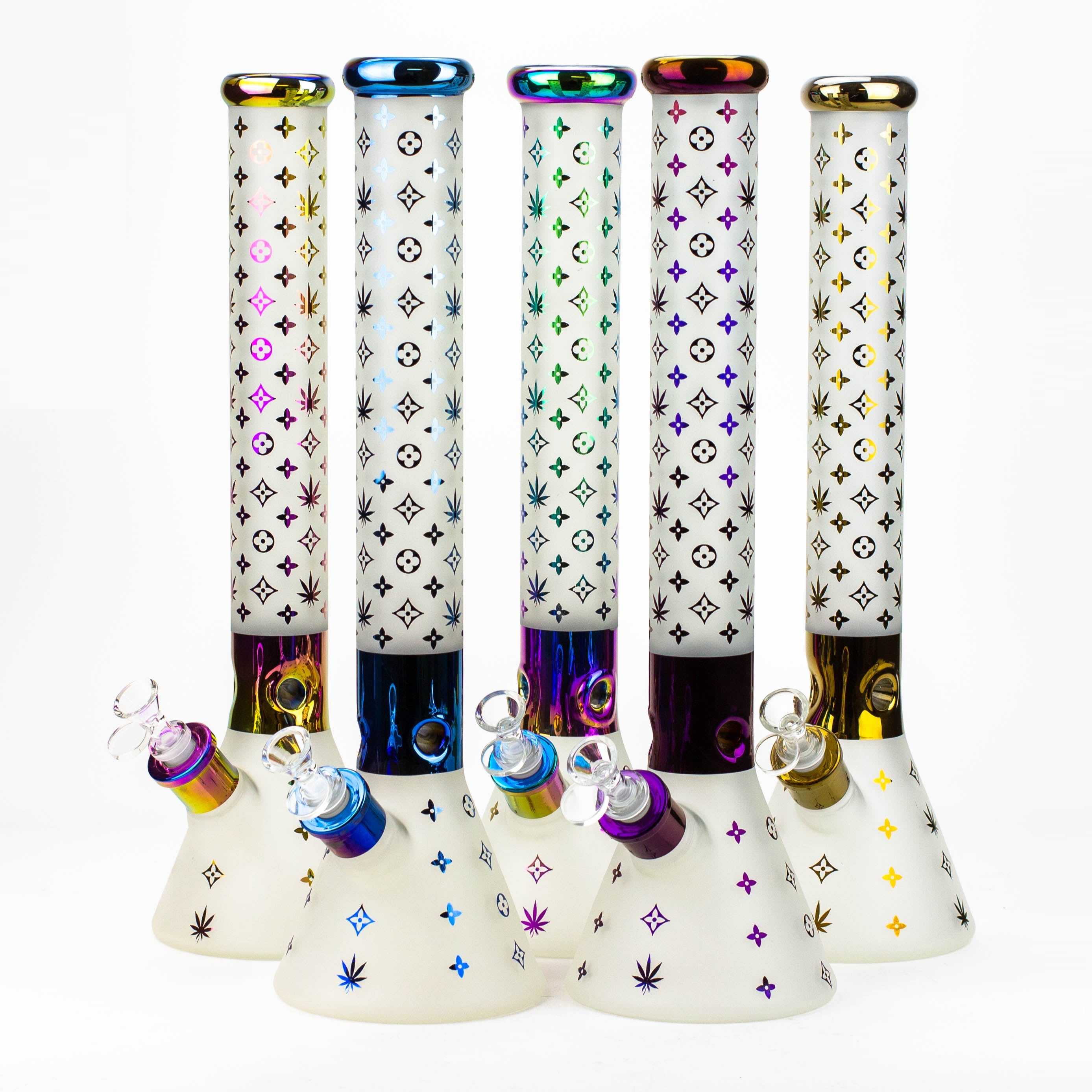 17.5"  Luxury Pattern 7 mm frosted glass beaker bong