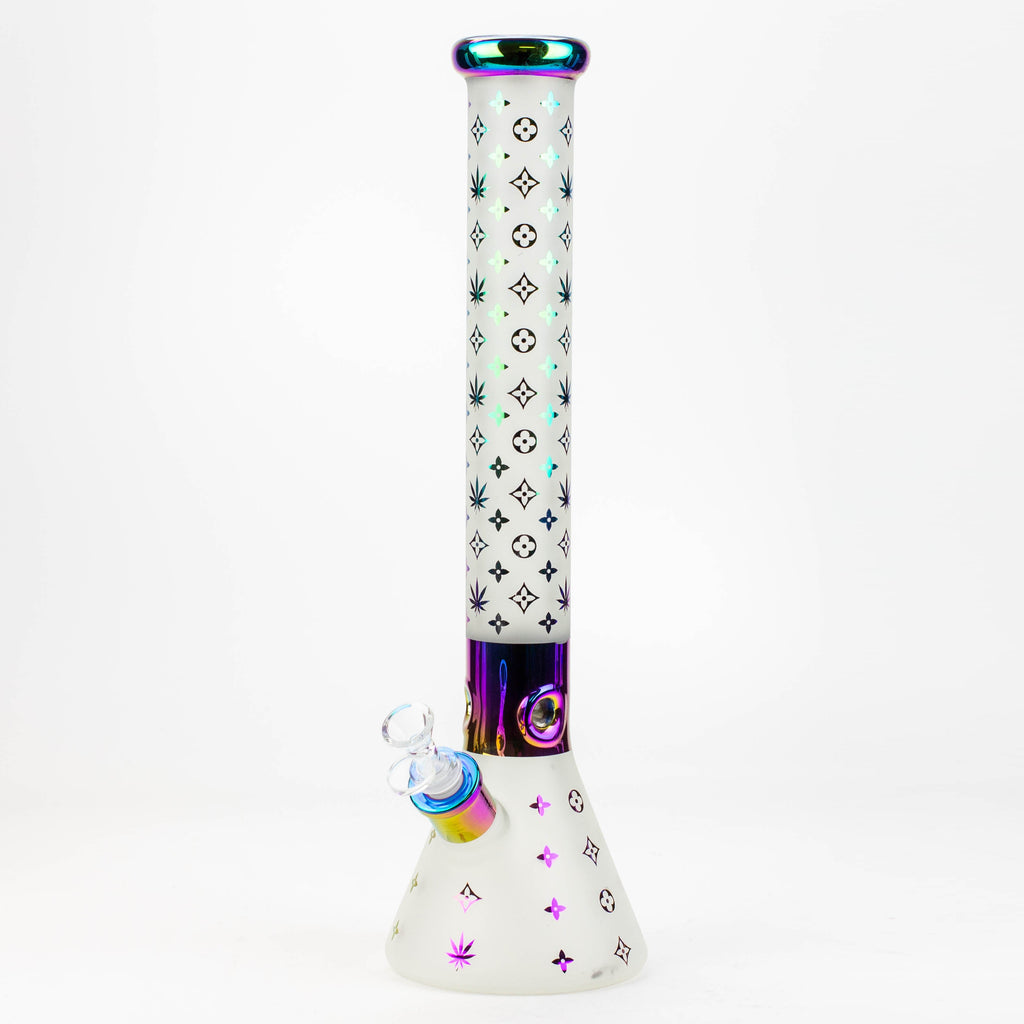 17.5"  Luxury Pattern 7 mm frosted glass beaker bong