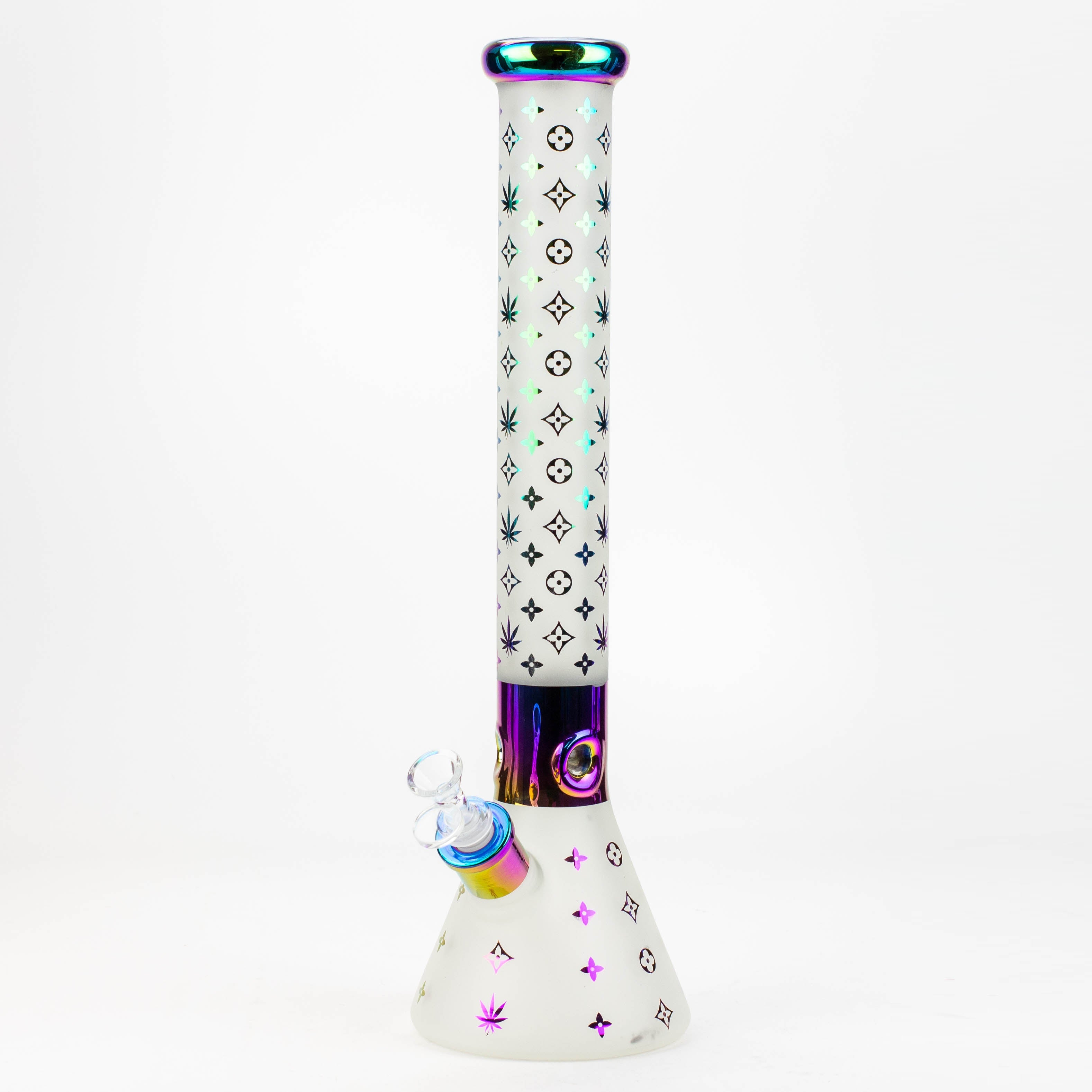 17.5"  Luxury Pattern 7 mm frosted glass beaker bong