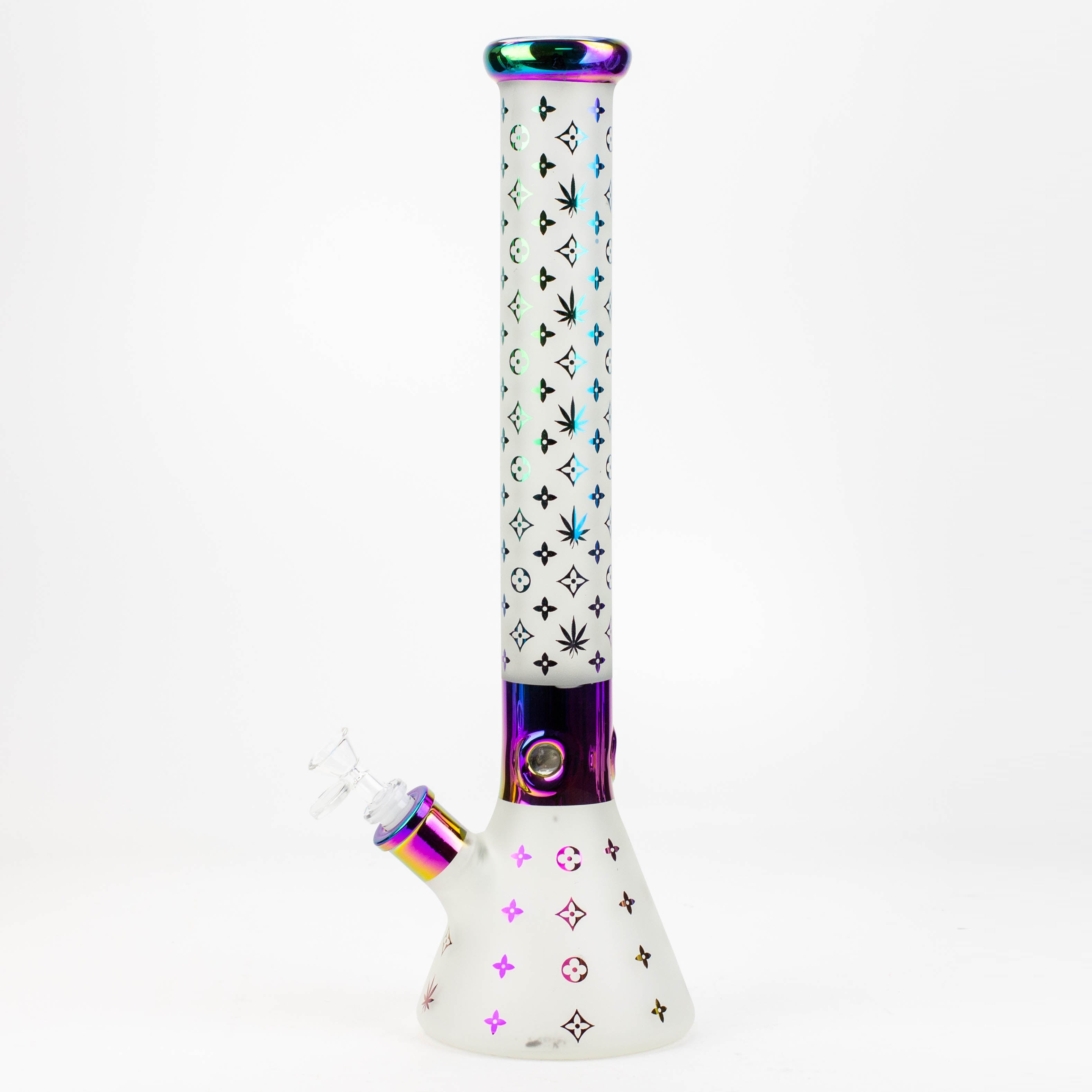 17.5"  Luxury Pattern 7 mm frosted glass beaker bong