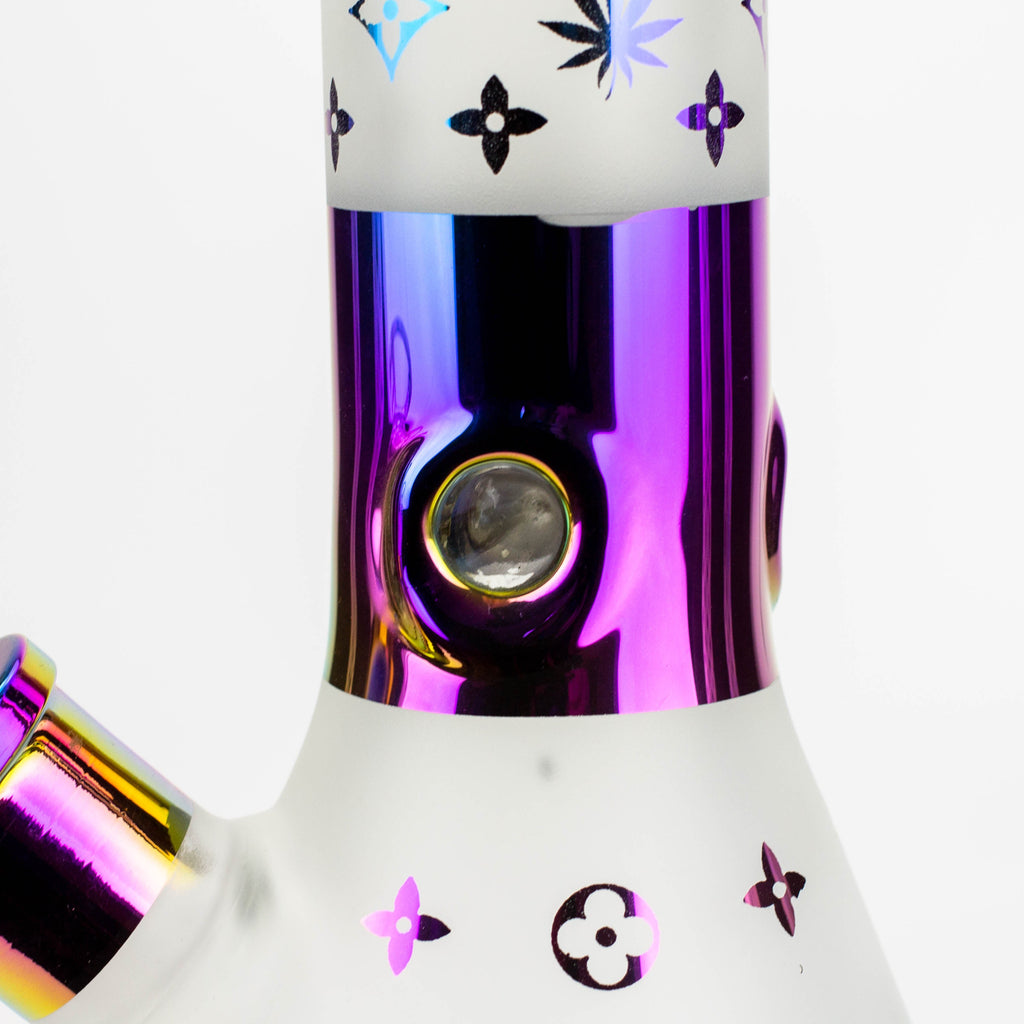 17.5"  Luxury Pattern 7 mm frosted glass beaker bong