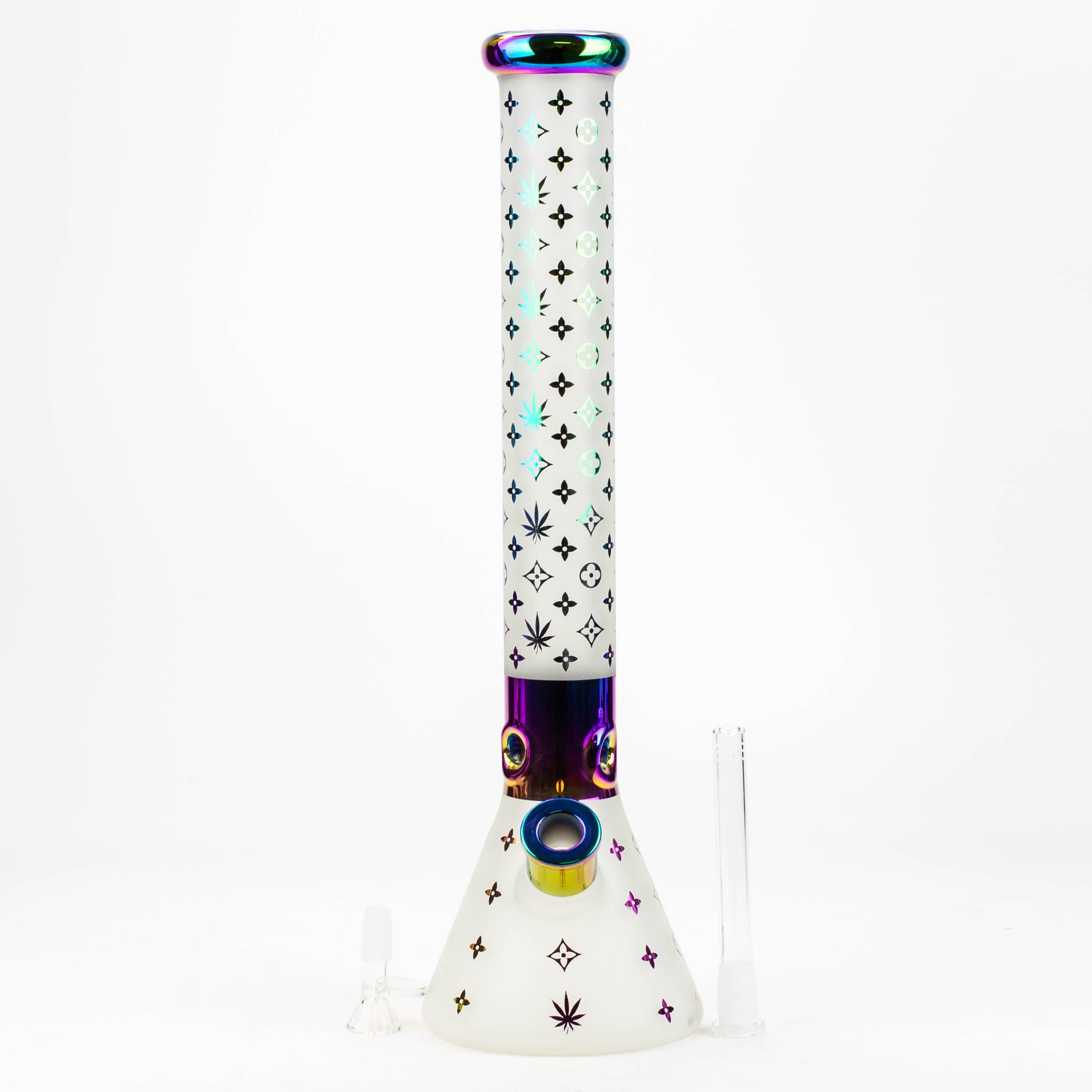 17.5"  Luxury Pattern 7 mm frosted glass beaker bong