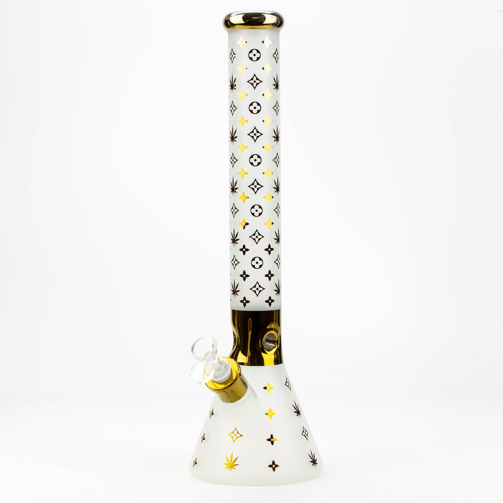 17.5"  Luxury Pattern 7 mm frosted glass beaker bong