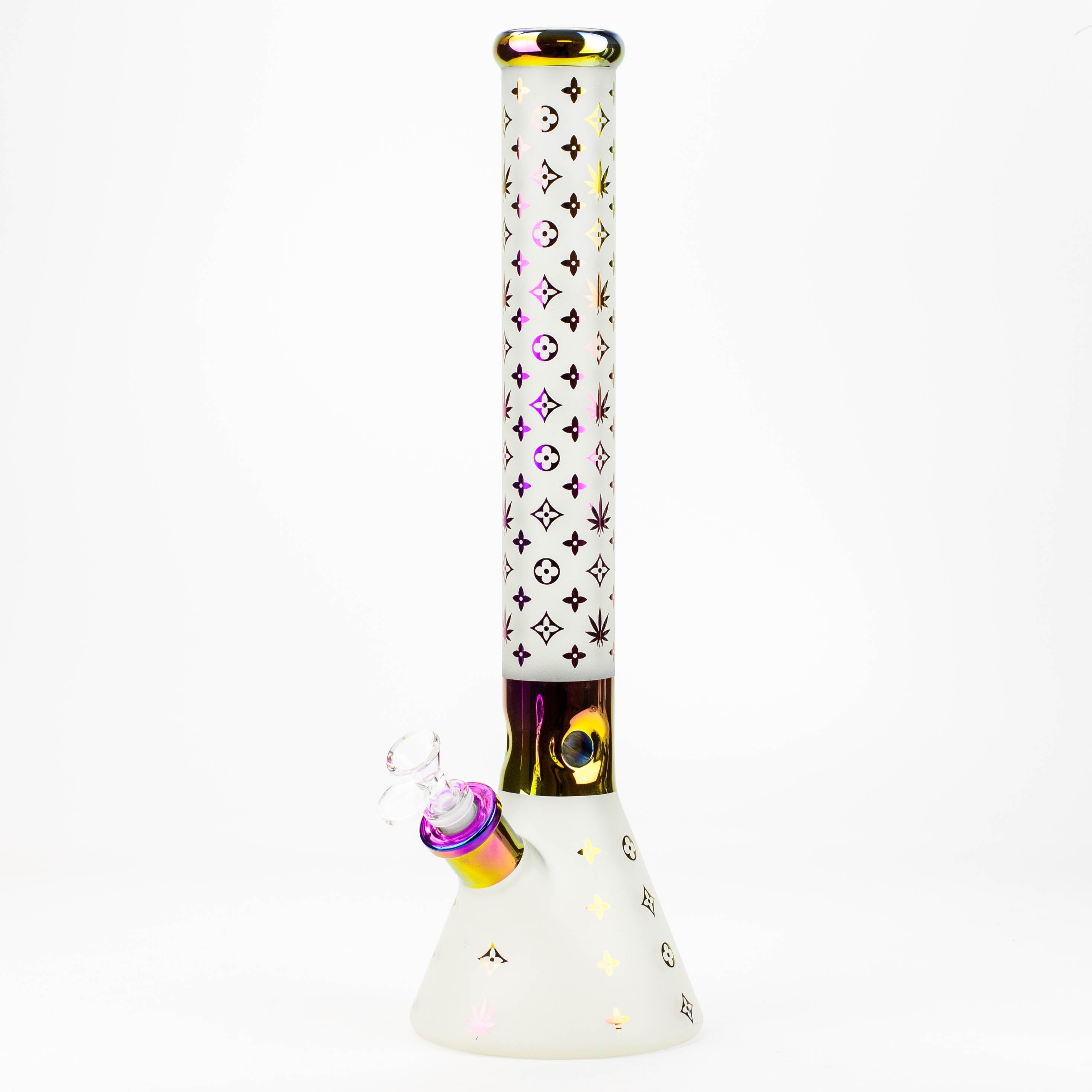 17.5"  Luxury Pattern 7 mm frosted glass beaker bong