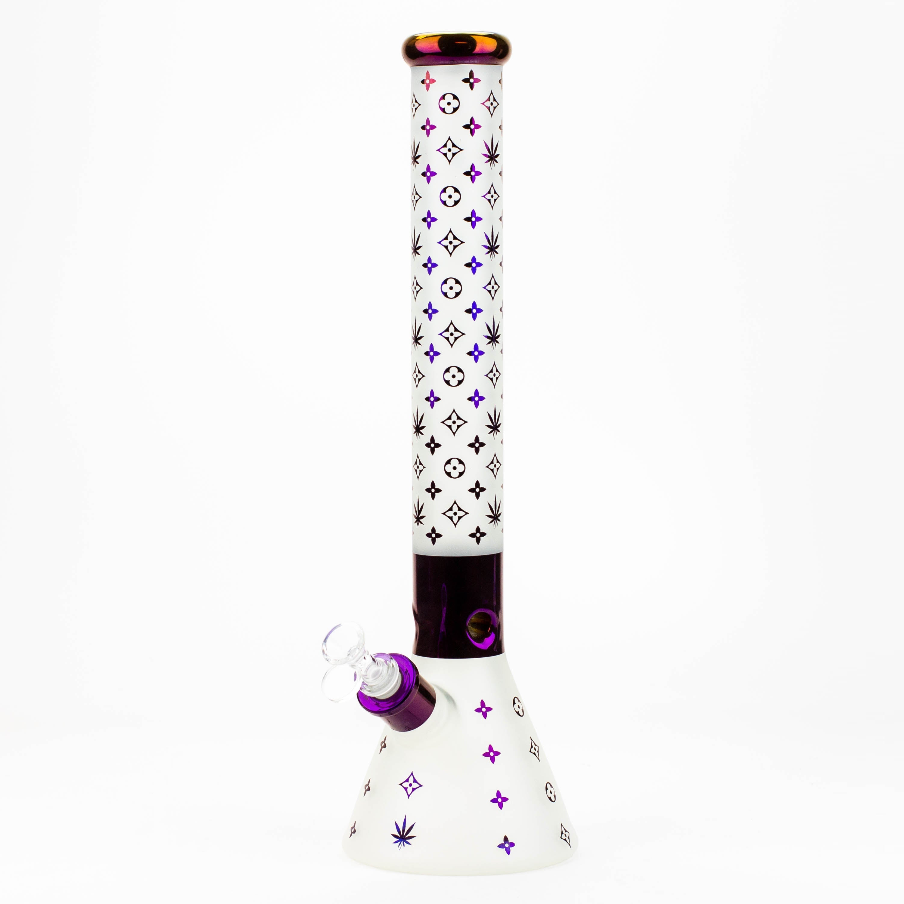 17.5"  Luxury Pattern 7 mm frosted glass beaker bong