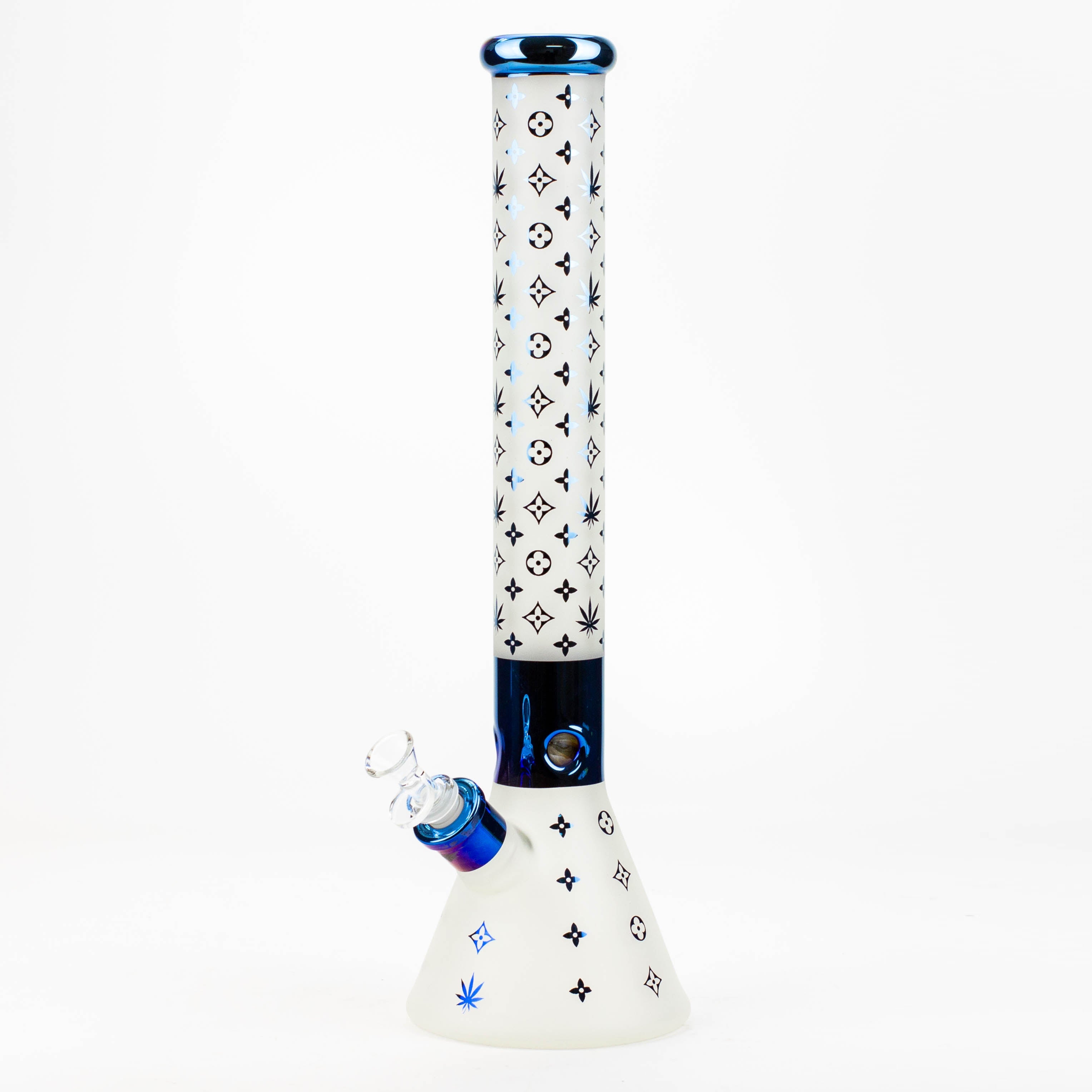 17.5"  Luxury Pattern 7 mm frosted glass beaker bong