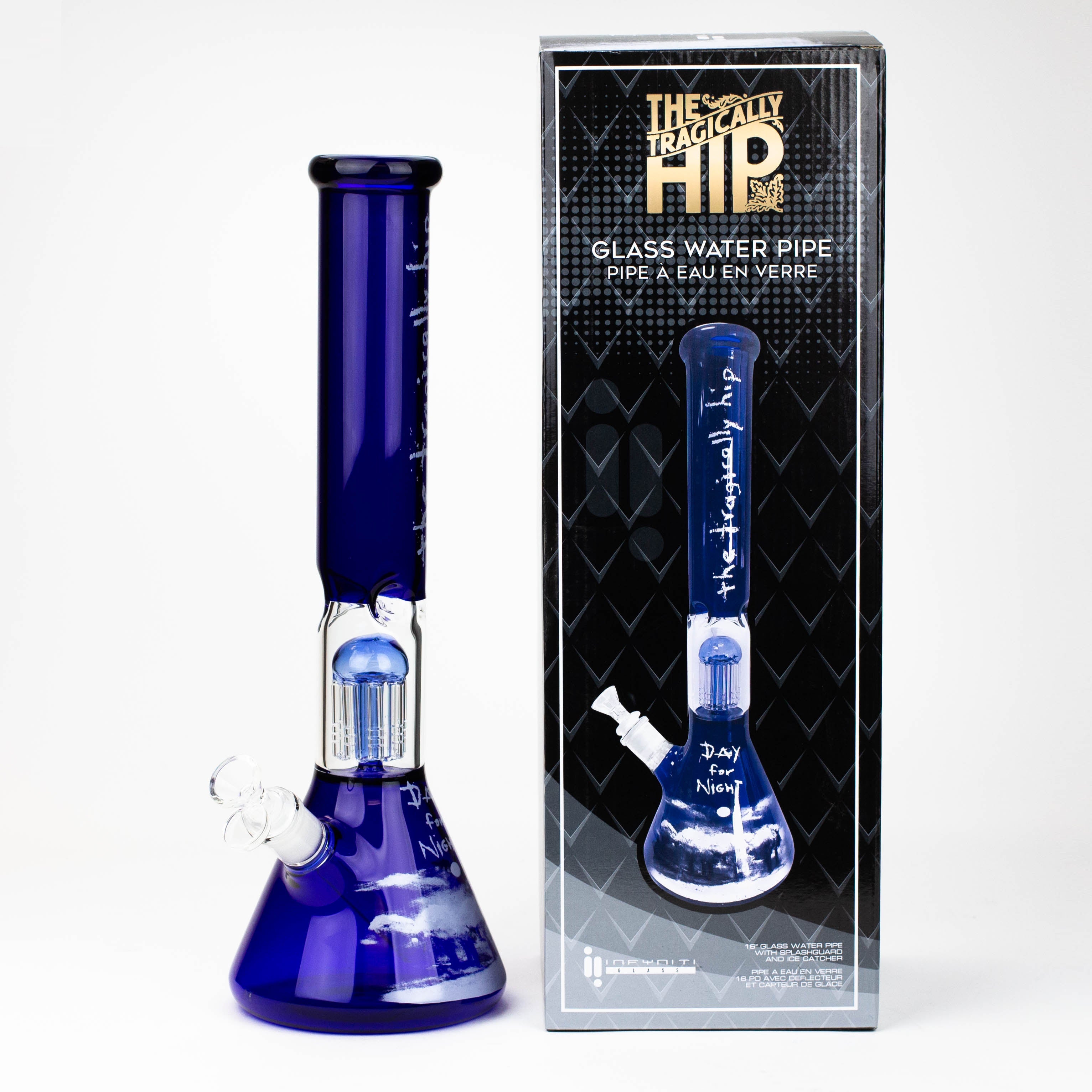 THE TRAGICALLY HIP-15.5" blue glass water pipe with single percolator by Infyniti