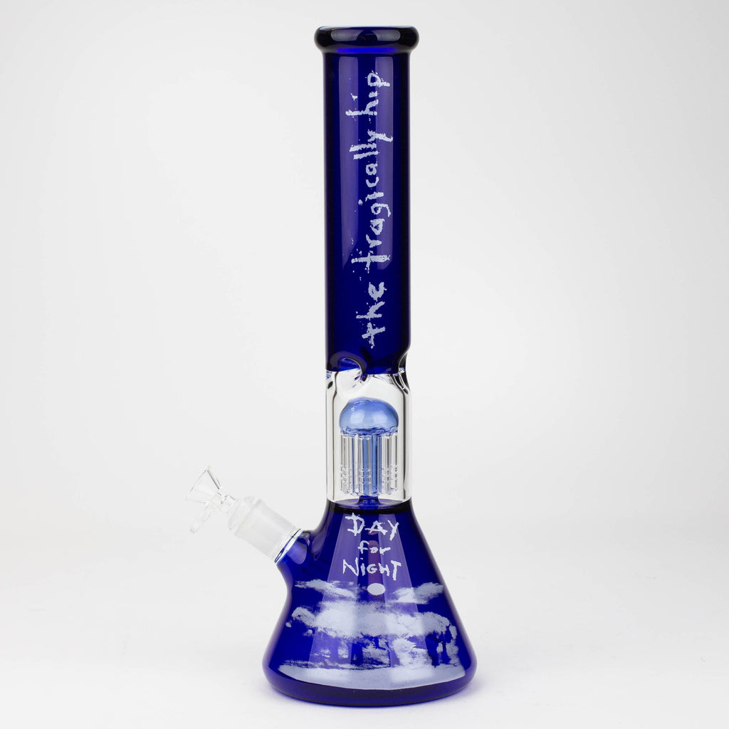 THE TRAGICALLY HIP-15.5" blue glass water pipe with single percolator by Infyniti