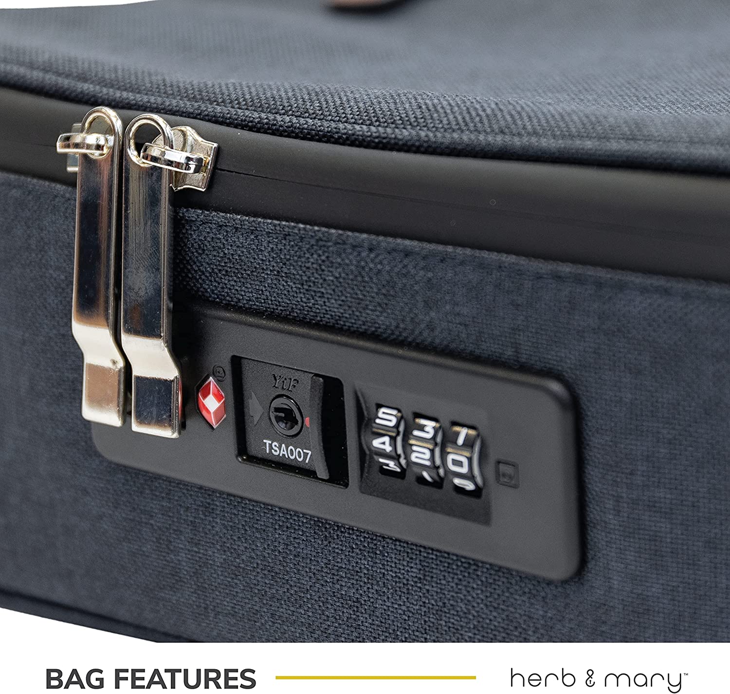 Herb & Mary | Smell Proof Accessories Storage Stash Case w/Integrated Combo Lock (Large)