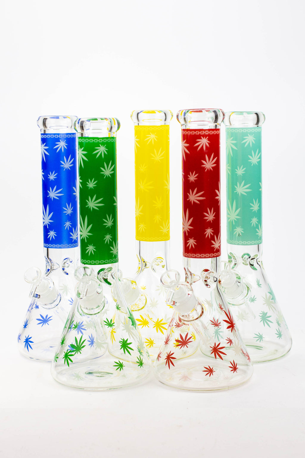 14" Leaf Glow in the dark 7 mm glass bong [A52]