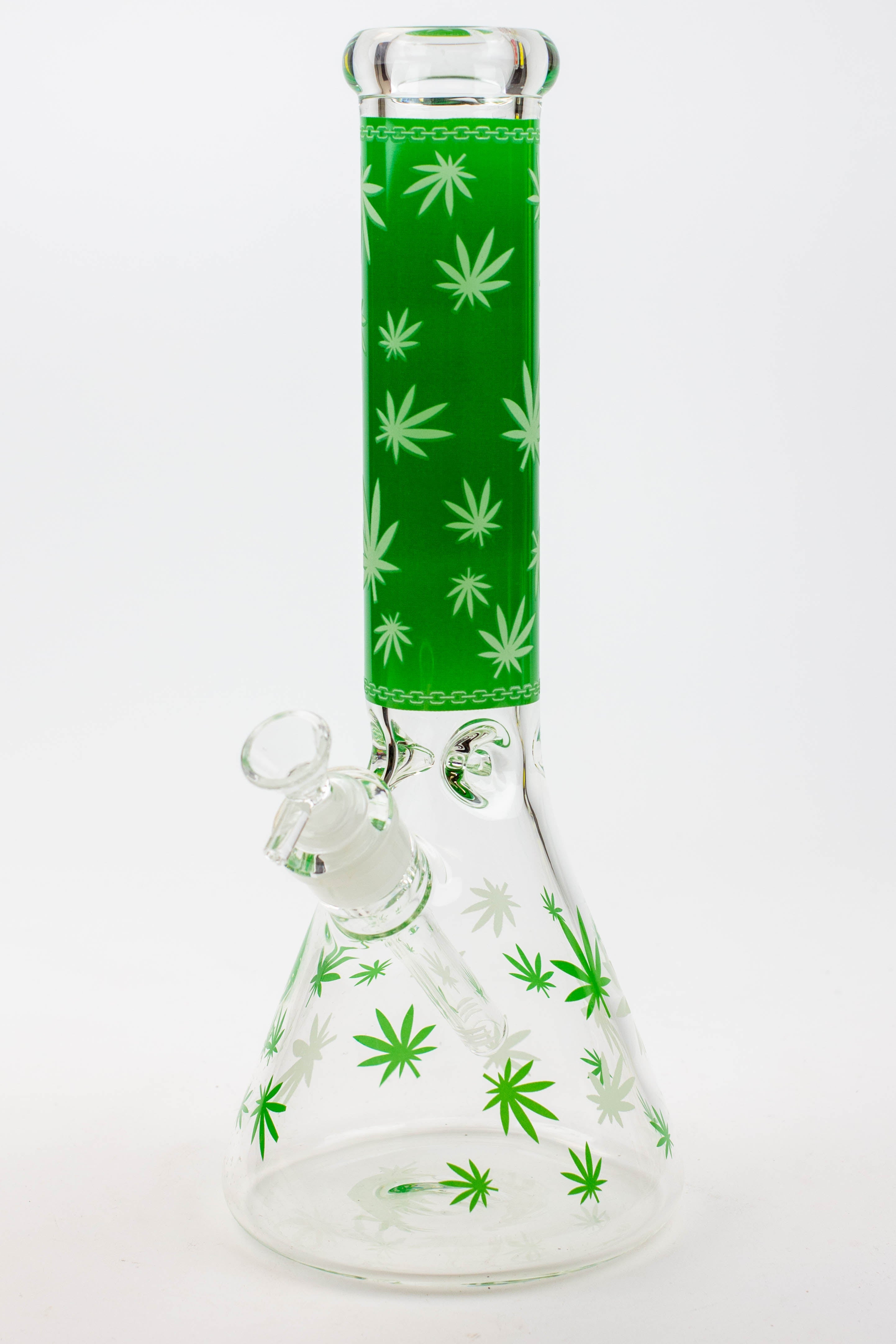 14" Leaf Glow in the dark 7 mm glass bong [A52]