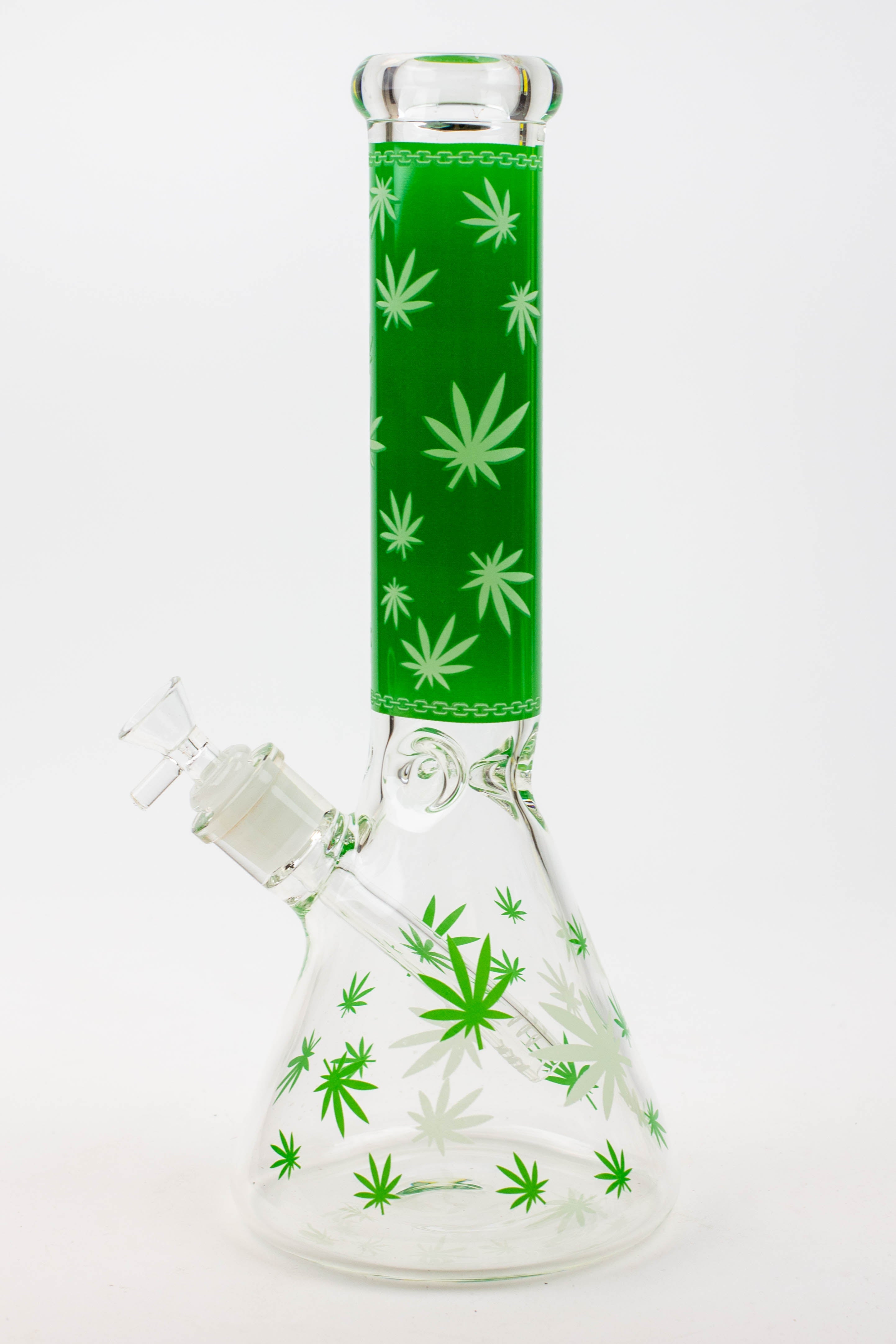 14" Leaf Glow in the dark 7 mm glass bong [A52]