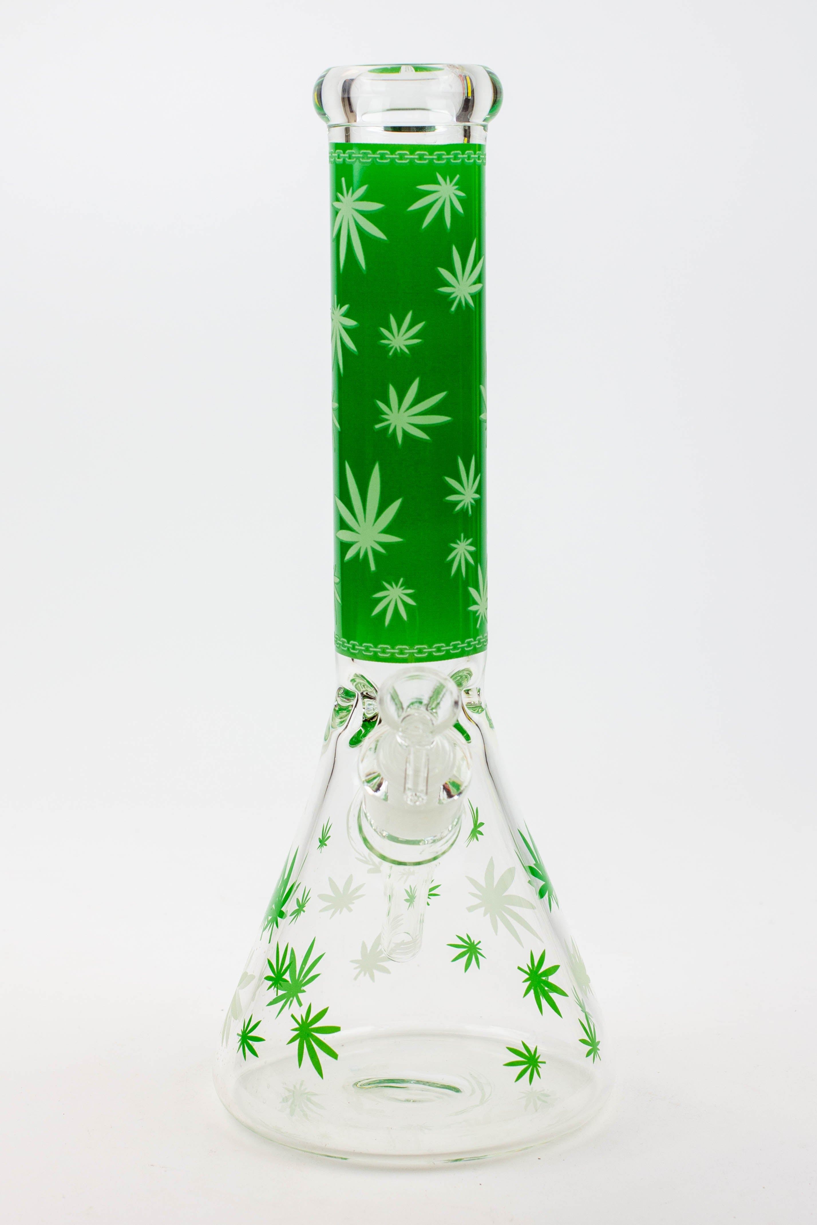 14" Leaf Glow in the dark 7 mm glass bong [A52]